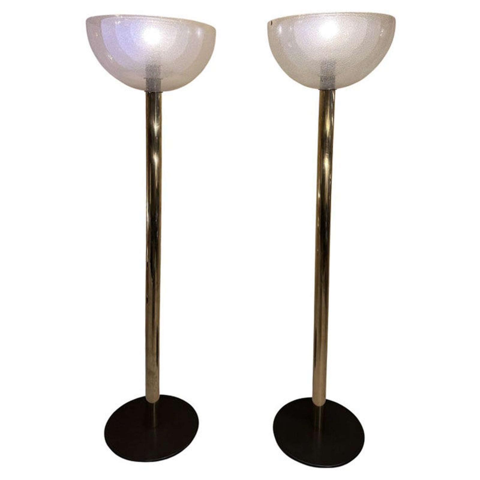 Carlo Nason Lt338 Floor Lamp For Mazzega In Pulegoso Glass And Brass, Italy 1967