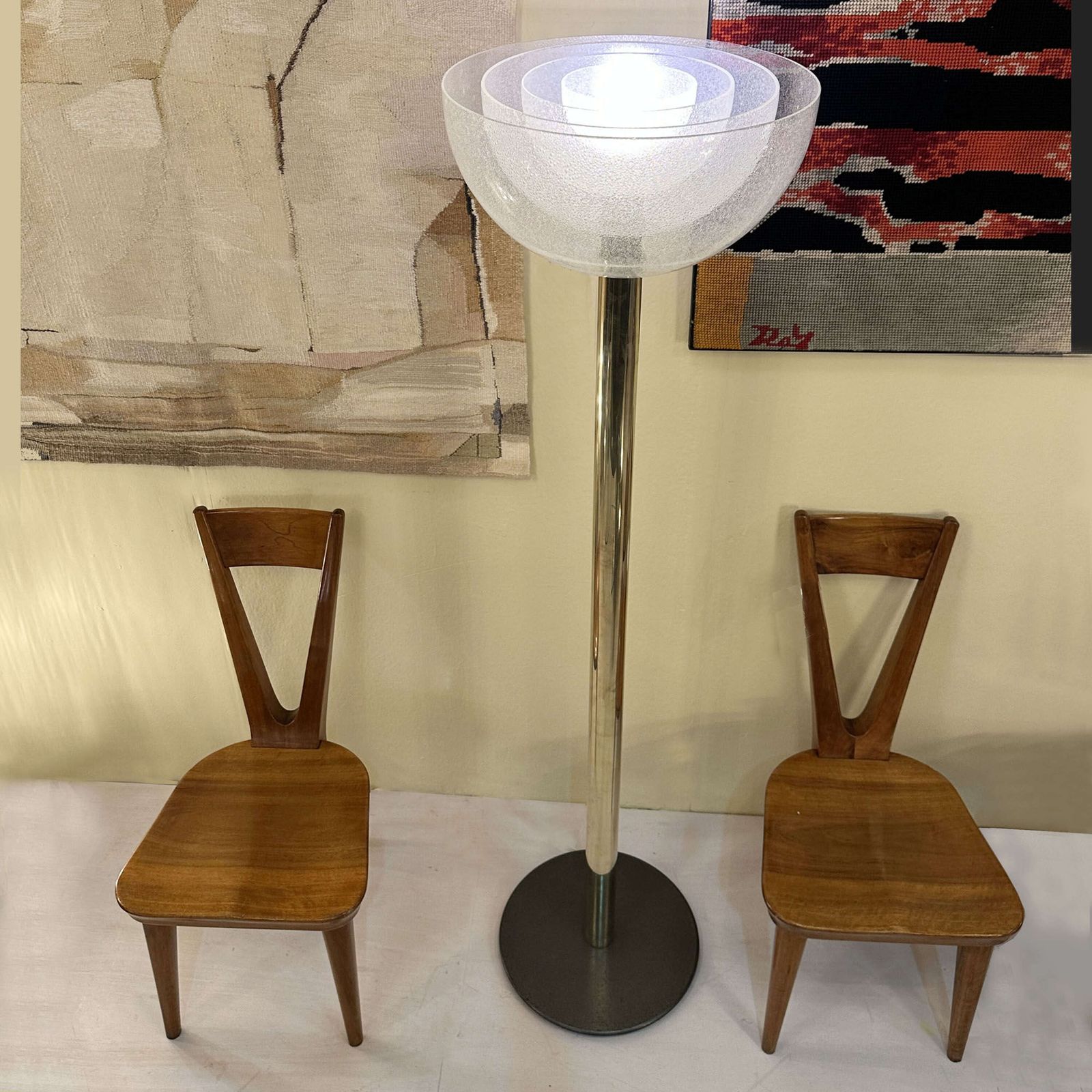 photo for sale Carlo Nason Lt338 Floor Lamp For Mazzega In Pulegoso Glass And Brass, Italy 1967