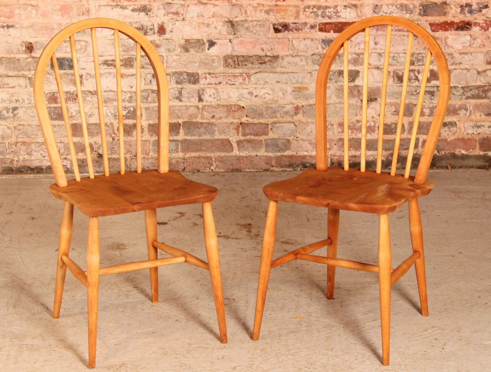Set Of 2 Of Mid Century Ercol Elm And Beech Chairs Circa 1950s photo furniture