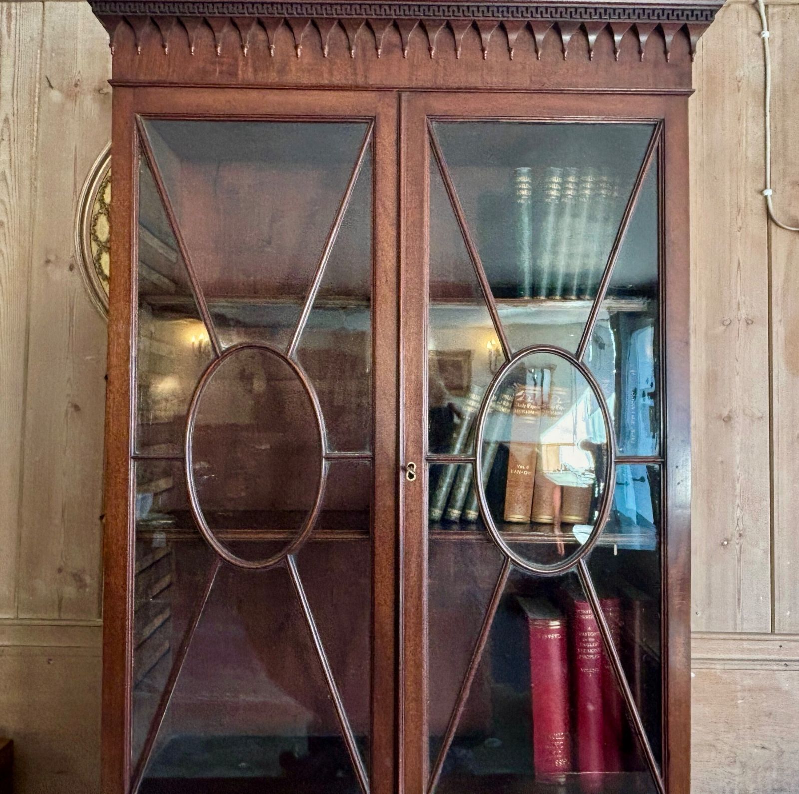 Small Regency Mahogany Secretaire Bookcase photo vintage