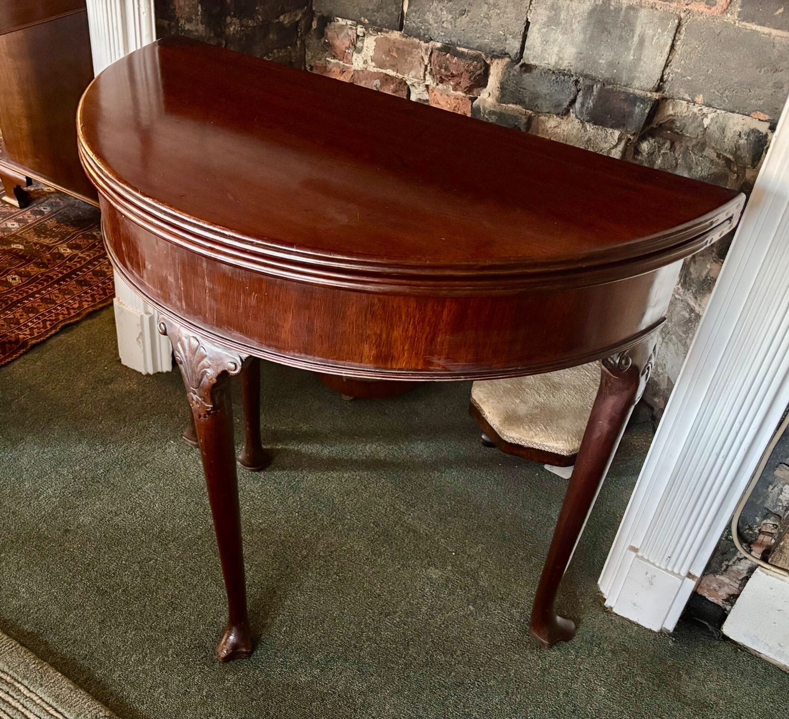 photo for sale Small George III Mahogany Demi Lune Card Table