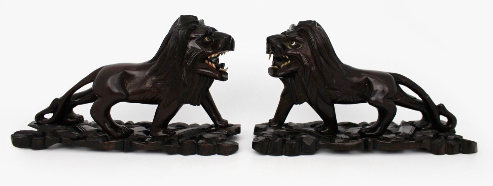Pair Of Antique African Carved Ironwood Lions – C.1890–1920 photo furniture