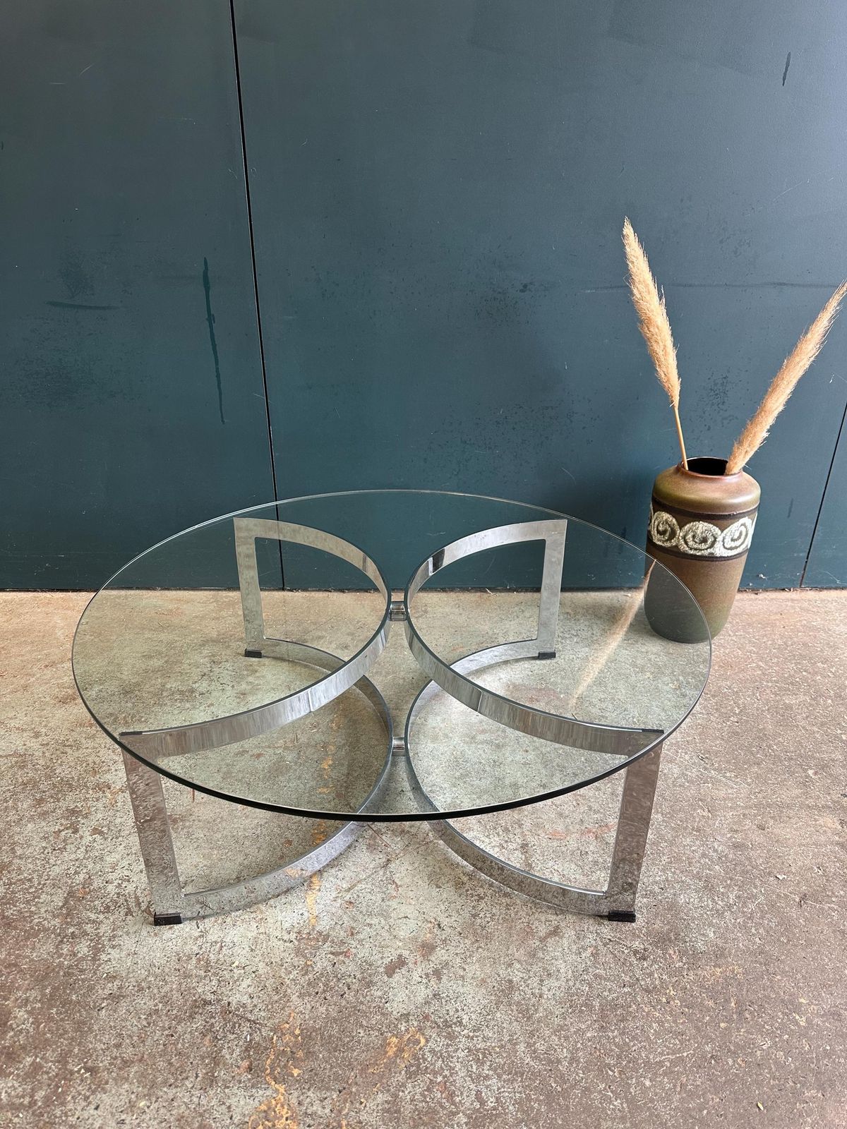 Merrow Associates Chrome And Glass Mid Century Coffee Table