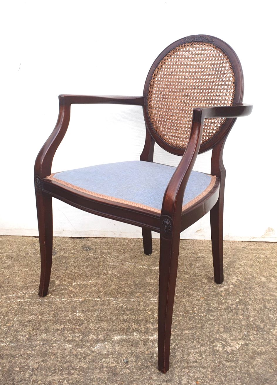A Georgian Style Cane Back Mahogany Open Armchair