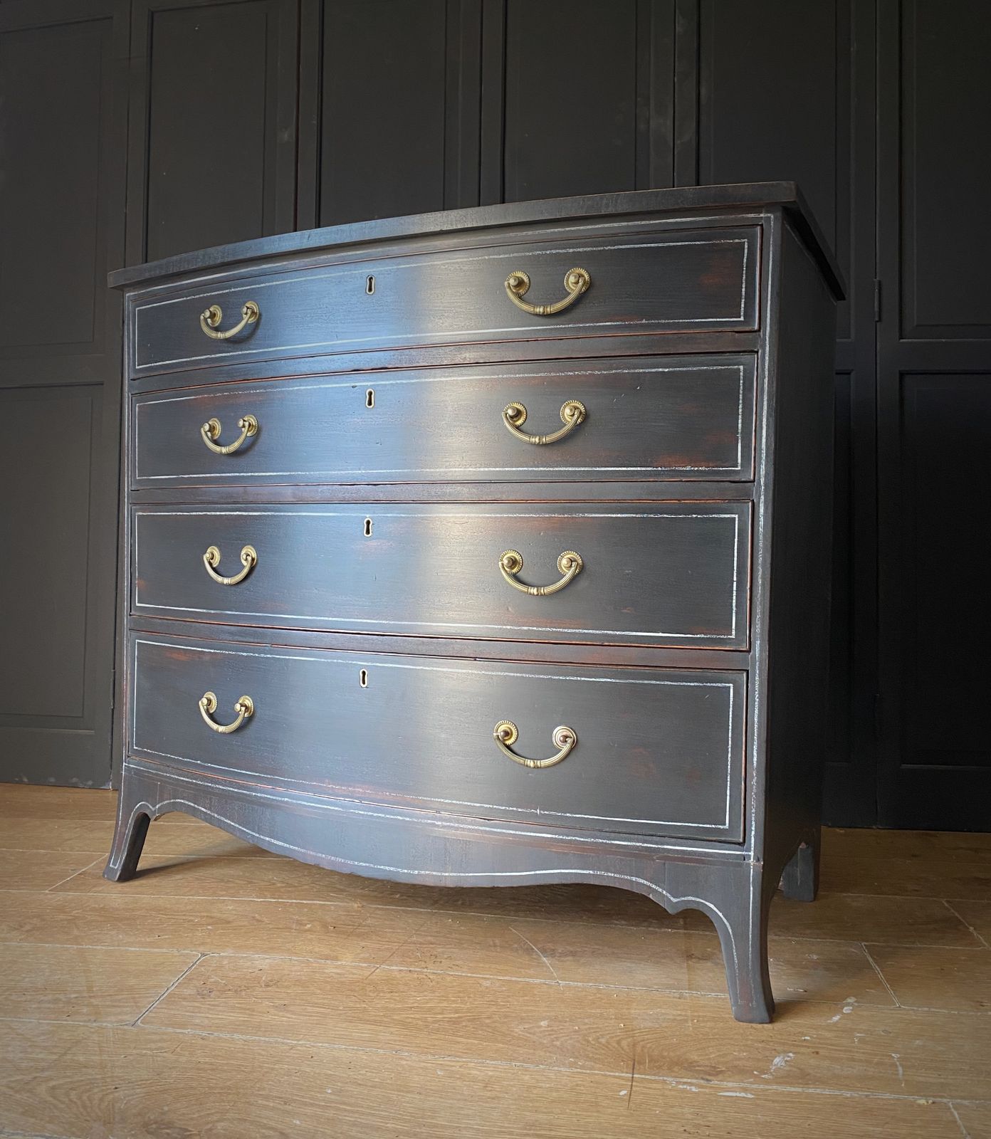 Black Bow Front Chest Of Drawers