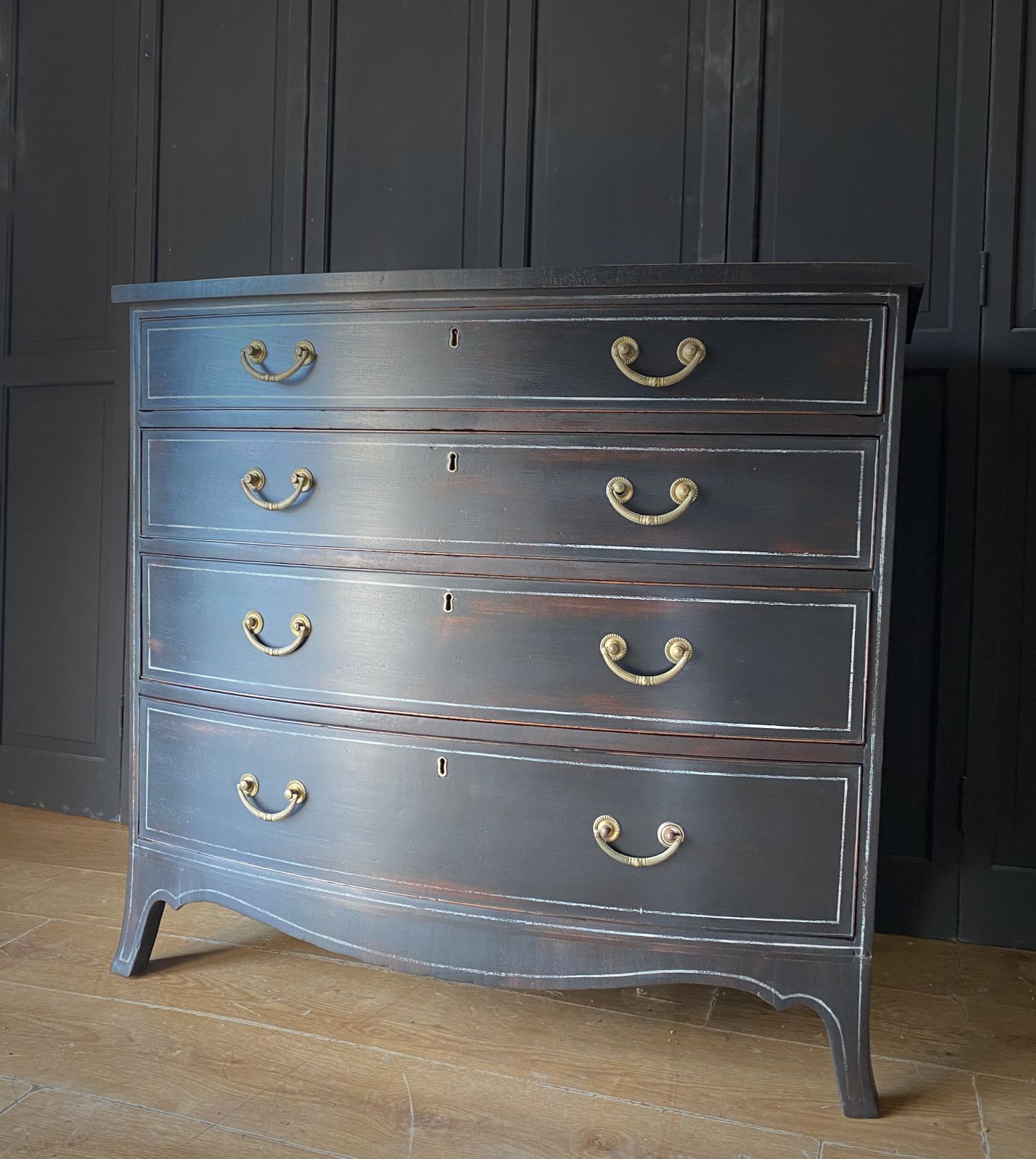 Black Bow Front Chest Of Drawers photo Furniture