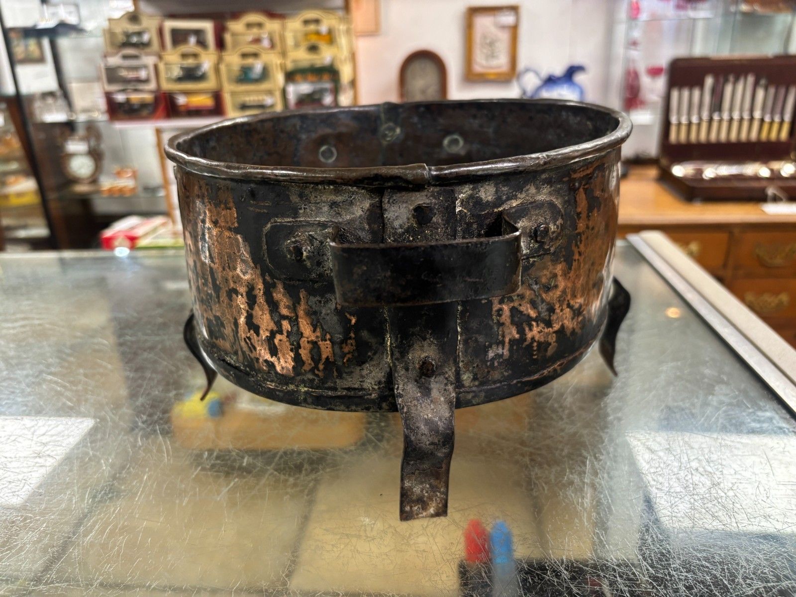 Antique Copper & Iron Plant Pot/ Fireside Coal Bucket photo Home Decor