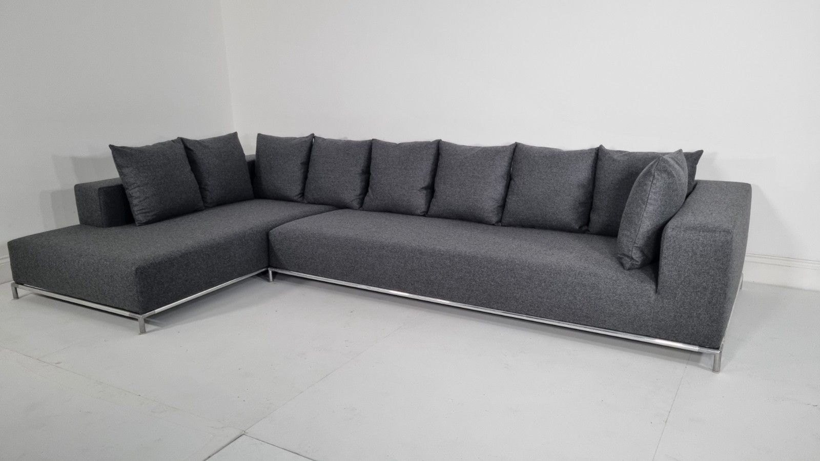 photo vinterior Bb Italia George Grande L Shape In Soft Charcoal Wool Immaculate Condition