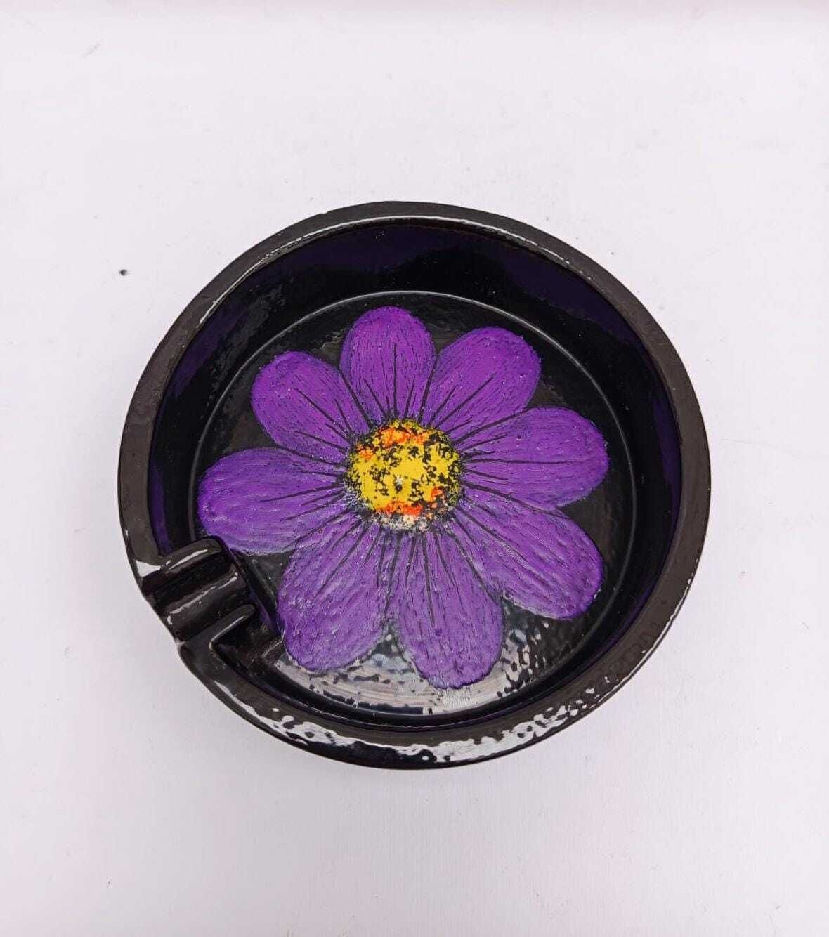 Bitossi Rosenthal Netter Vintage Space Age Design Purple Flower Ceramic Ashtray photo furniture