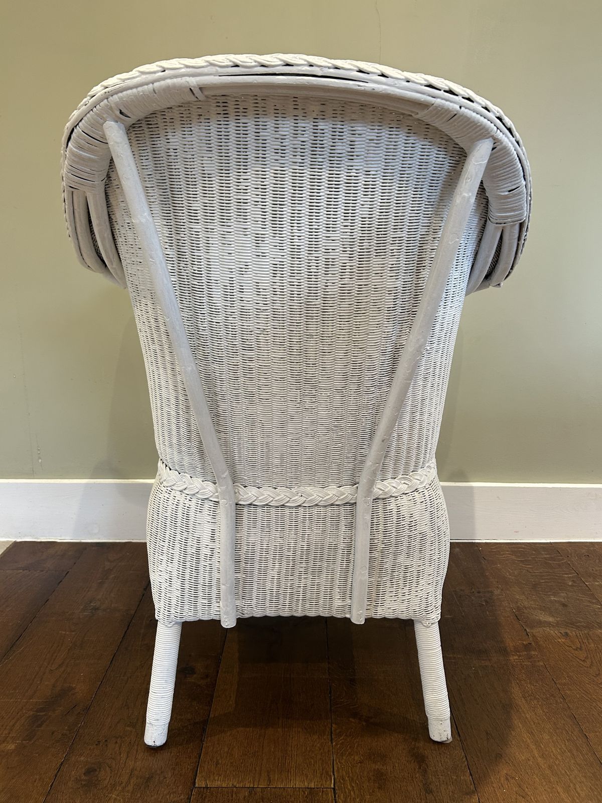 Vintage Painted Wicker Tub Chair – Lloyd Loom Style photo for sale