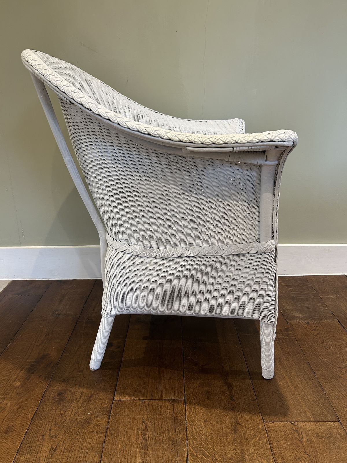 Vintage Painted Wicker Tub Chair – Lloyd Loom Style photo Furniture