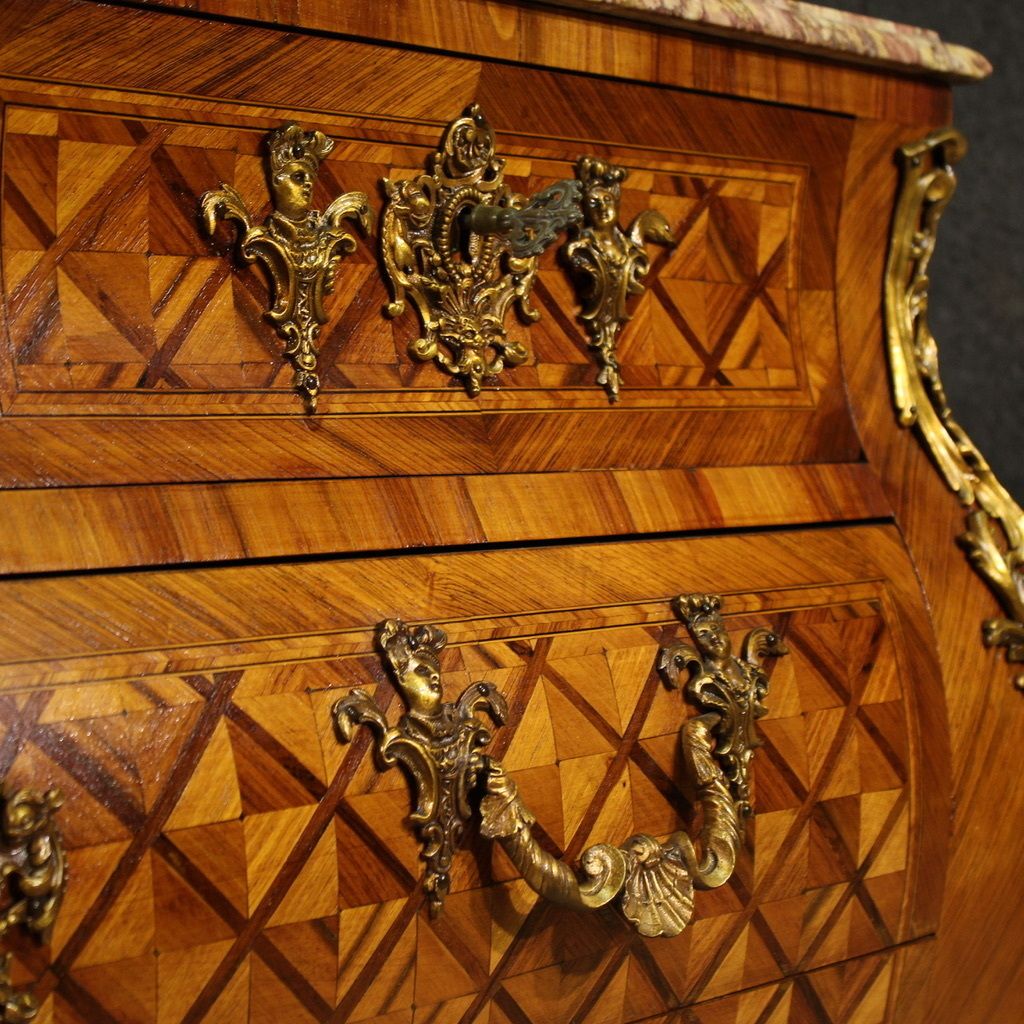20th Century French Louis XV Style Inlaid Chest Of Drawers photo for sale