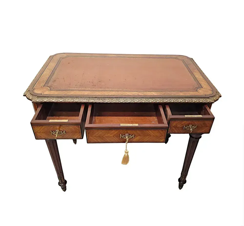 photo furniture A Very Rare Neat Size 19th Century Leather Top Writing Desk With Ormolu Mounts
