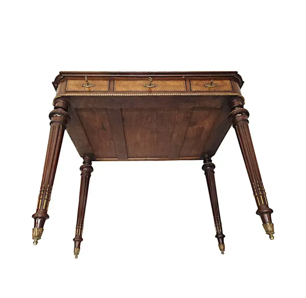 photo buy A Very Rare Neat Size 19th Century Leather Top Writing Desk With Ormolu Mounts