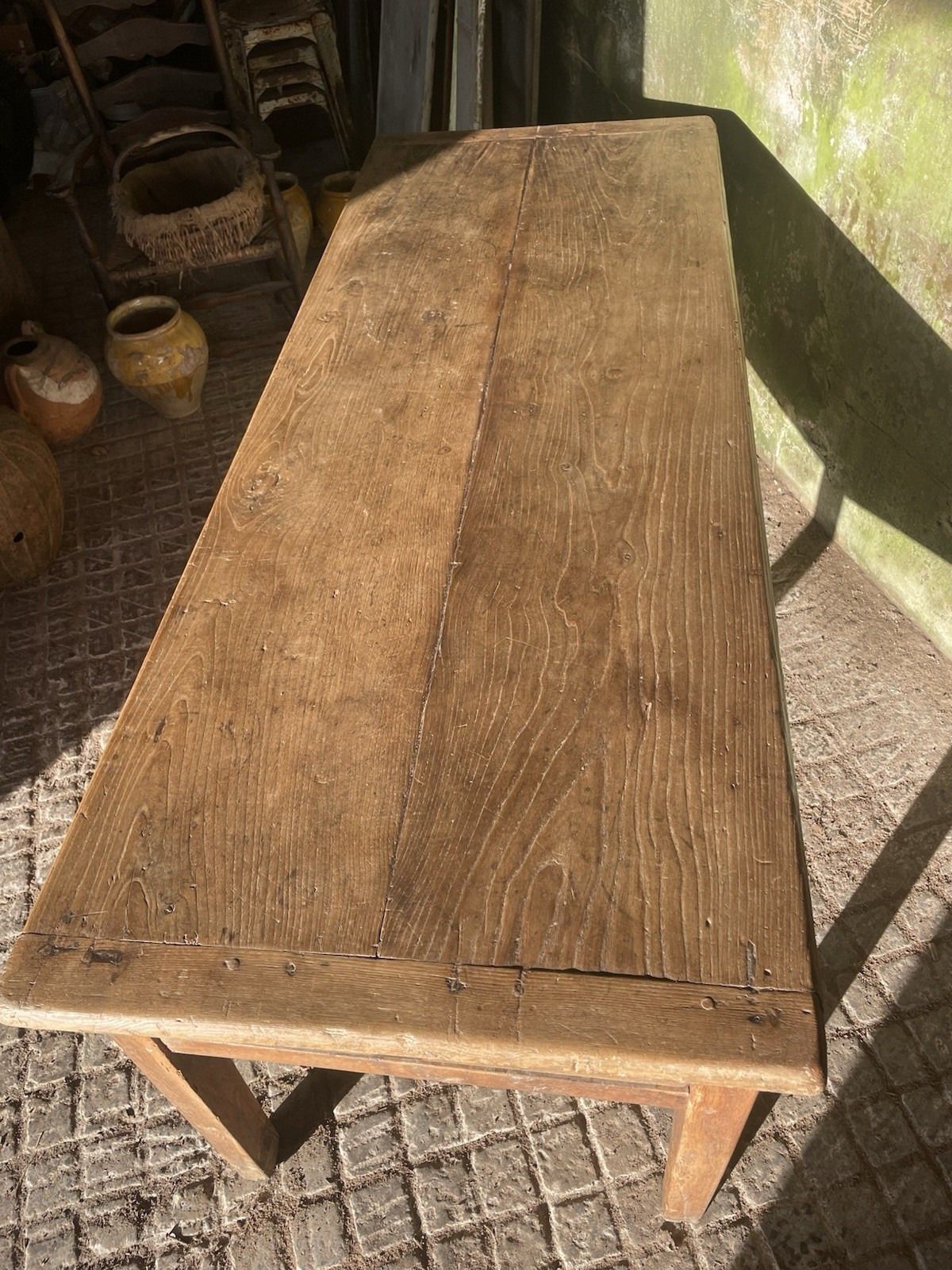 Antique 19th C. French Oak Two Plank Farmhouse Table . photo vinterior