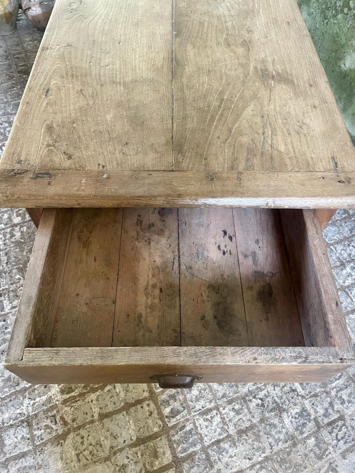 photo furniture Antique 19th C. French Oak Two Plank Farmhouse Table .