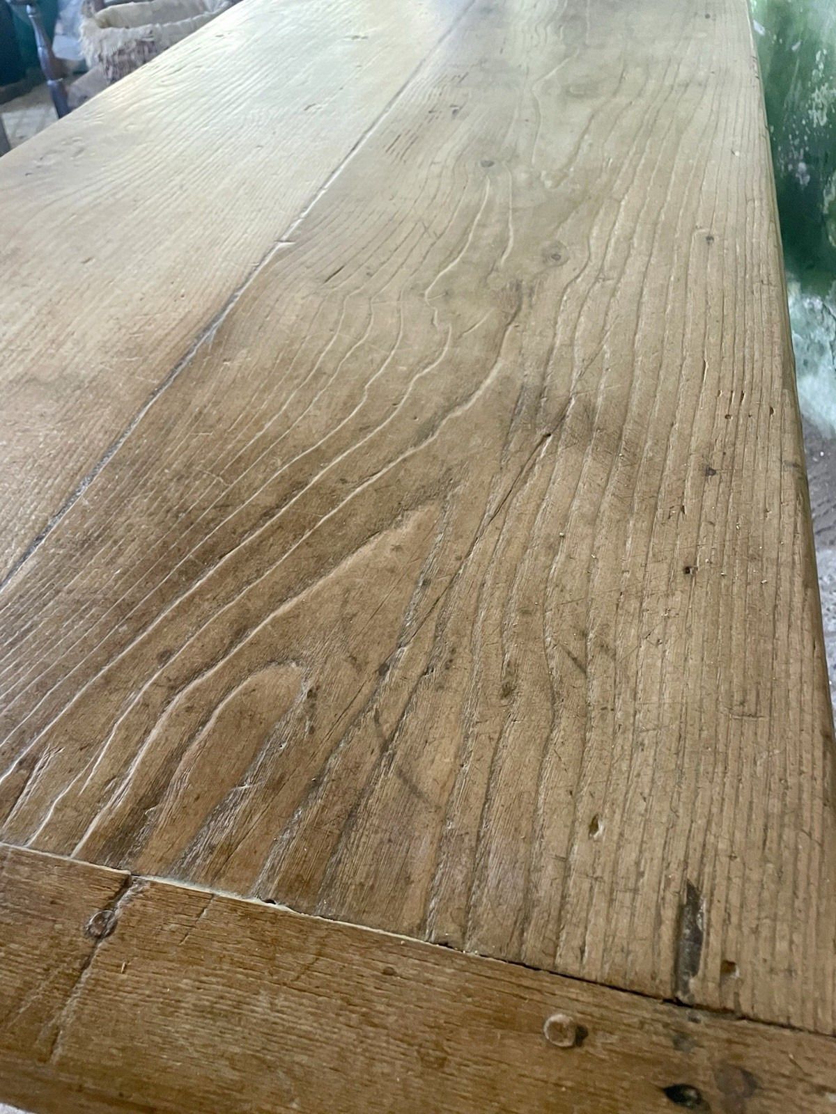 photo for sale Antique 19th C. French Oak Two Plank Farmhouse Table .
