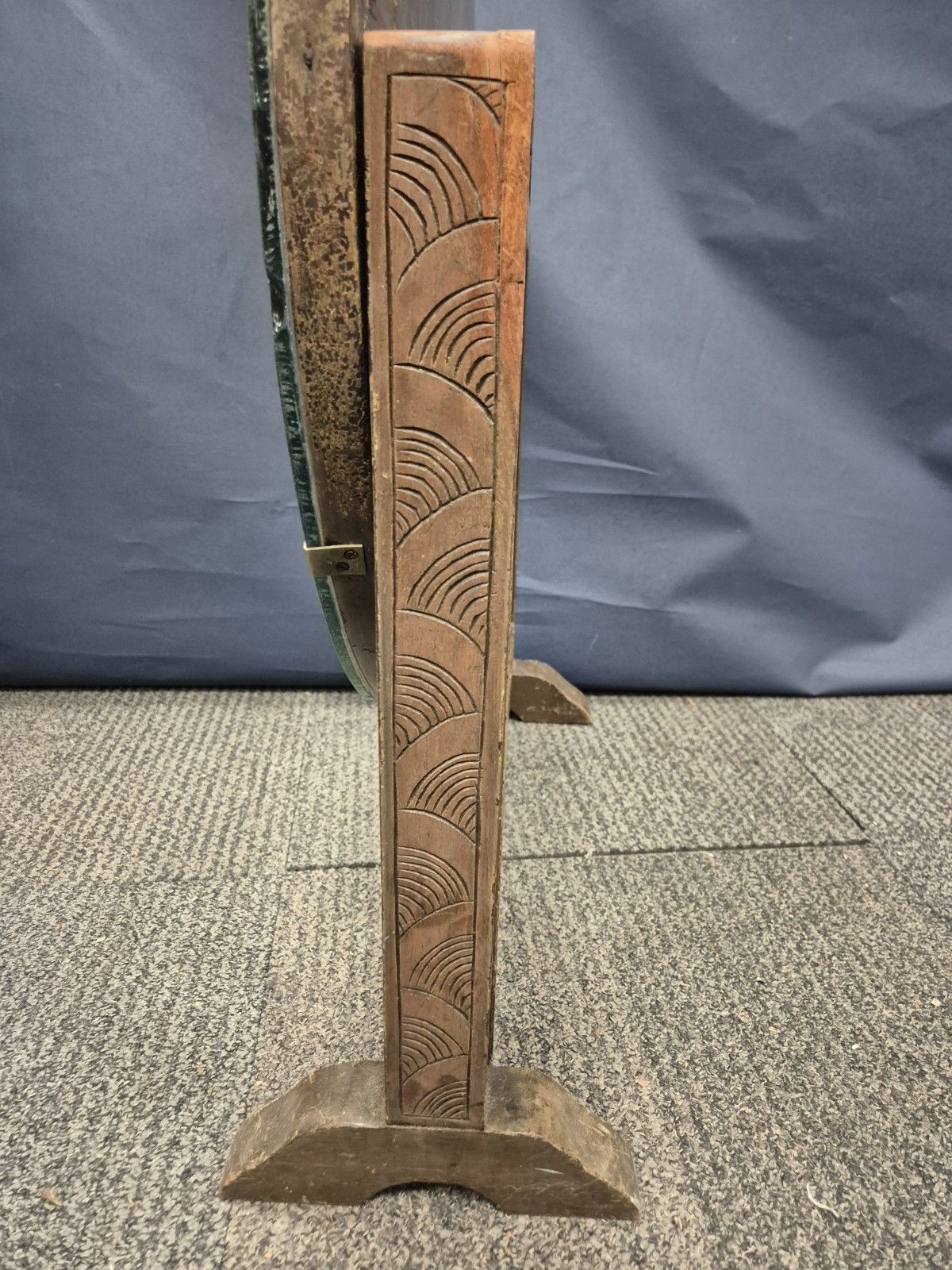 Antique Chinese Hardwood And Glass Carved Tilt Top Table photo 250.0