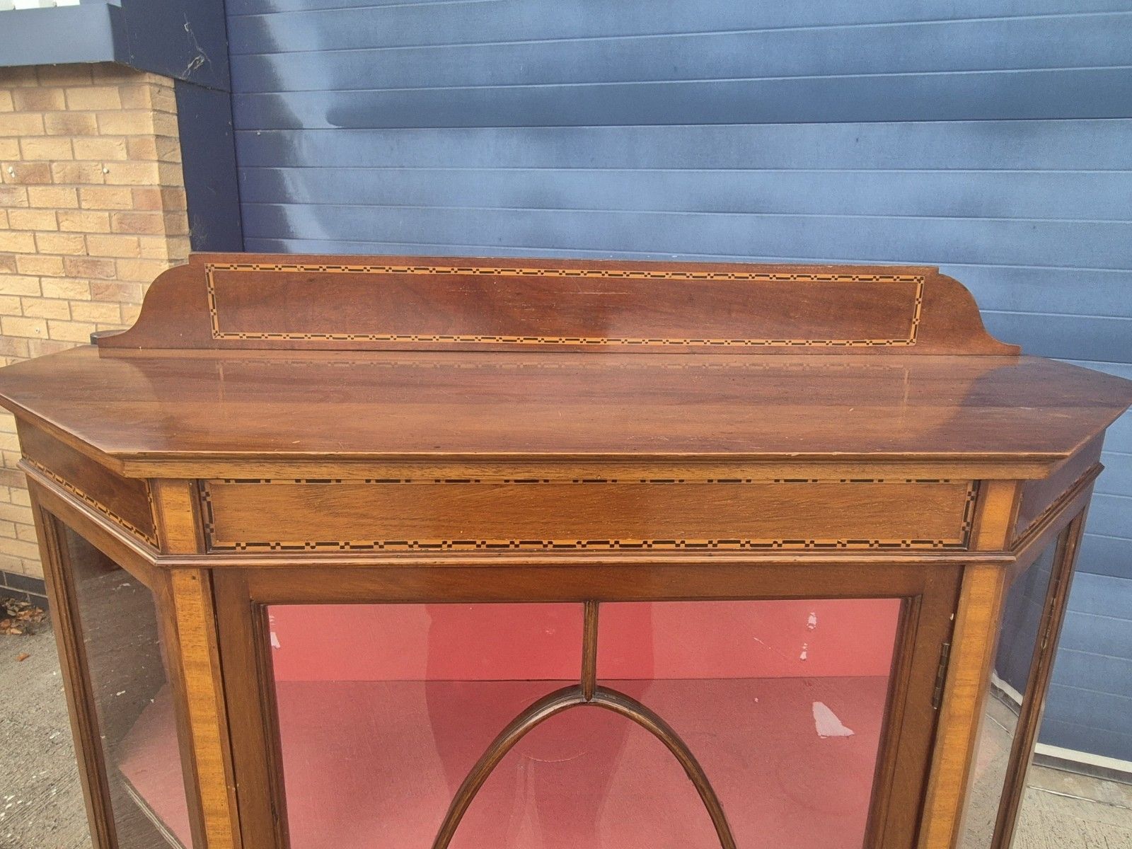 Antique Edwardian Inlaid Mahogany Bow Fronted Display Cabinet photo for sale