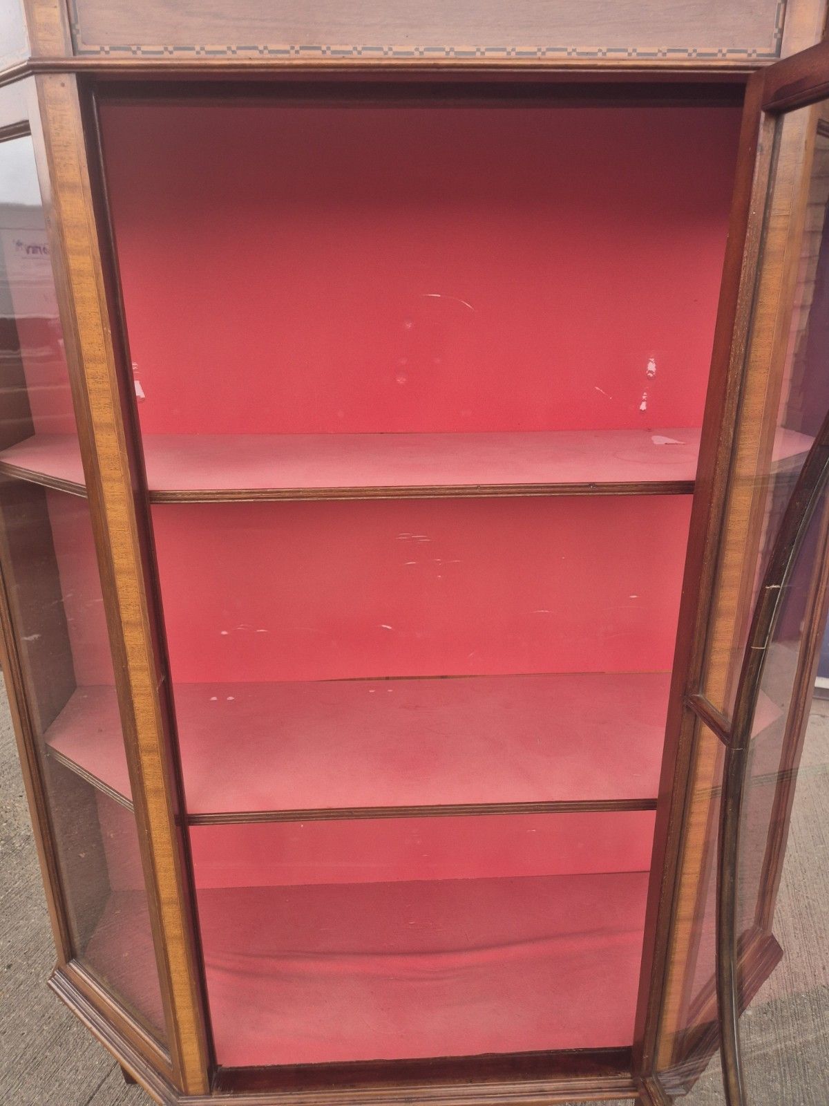 Antique Edwardian Inlaid Mahogany Bow Fronted Display Cabinet photo vinterior
