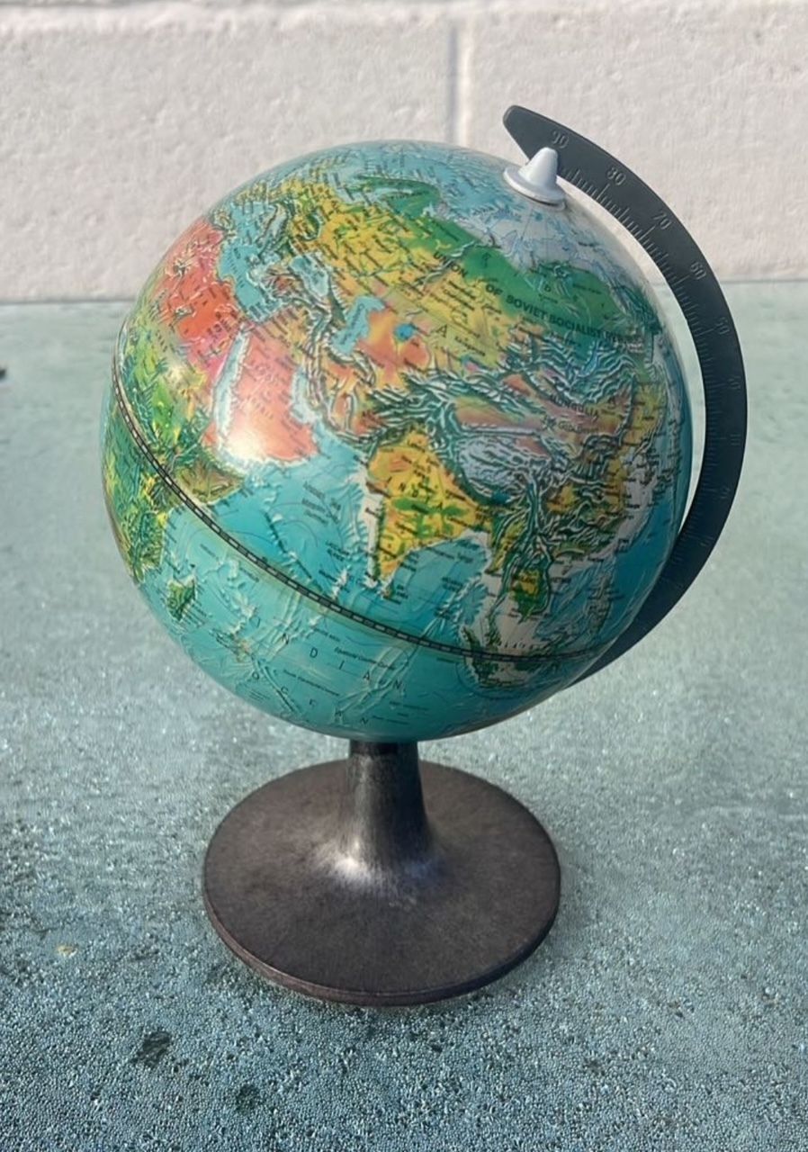 Mid Century European Relief Desk Globe