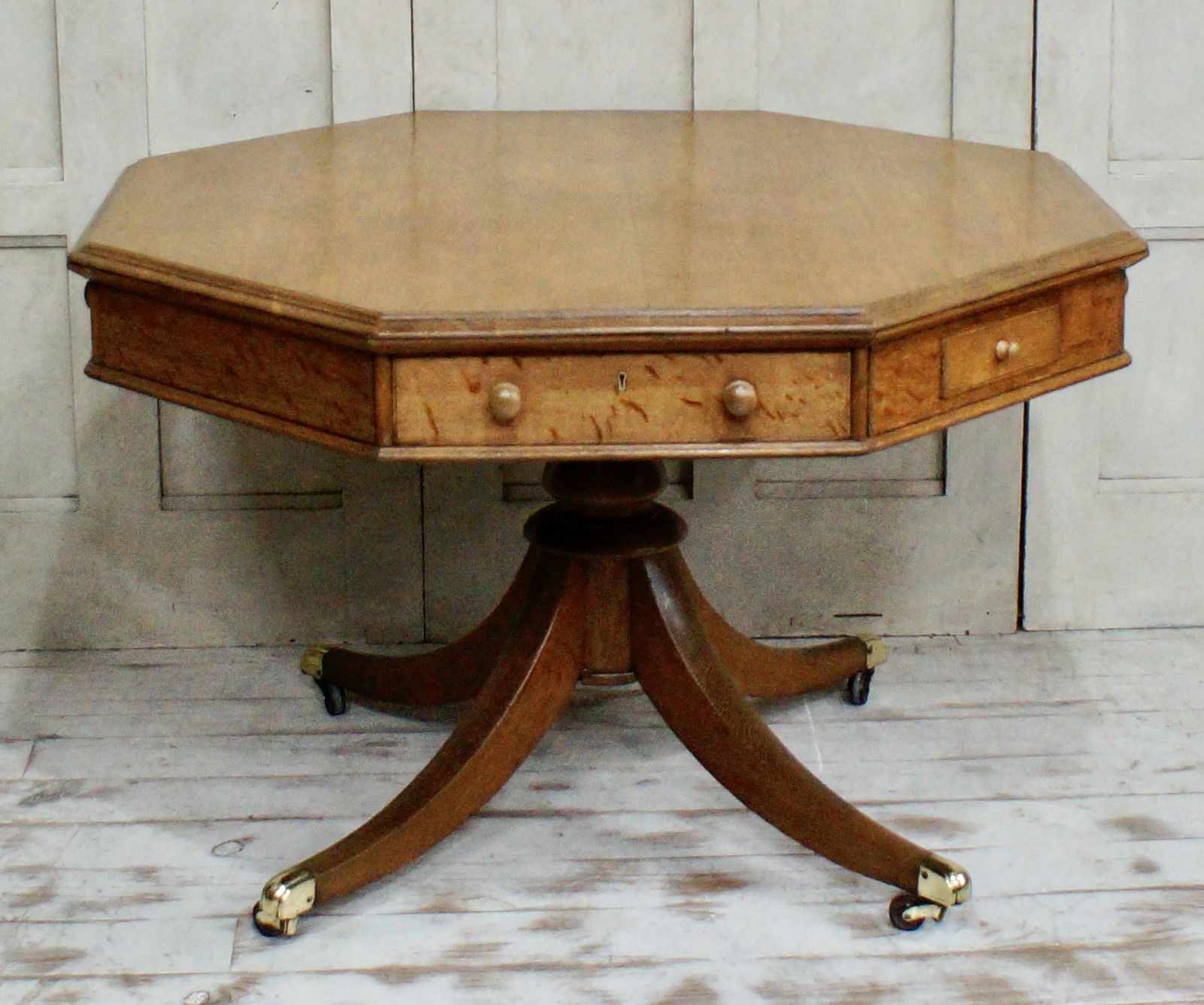 Regency Octagonal Oak William Morris & Co Drum Table photo vintage