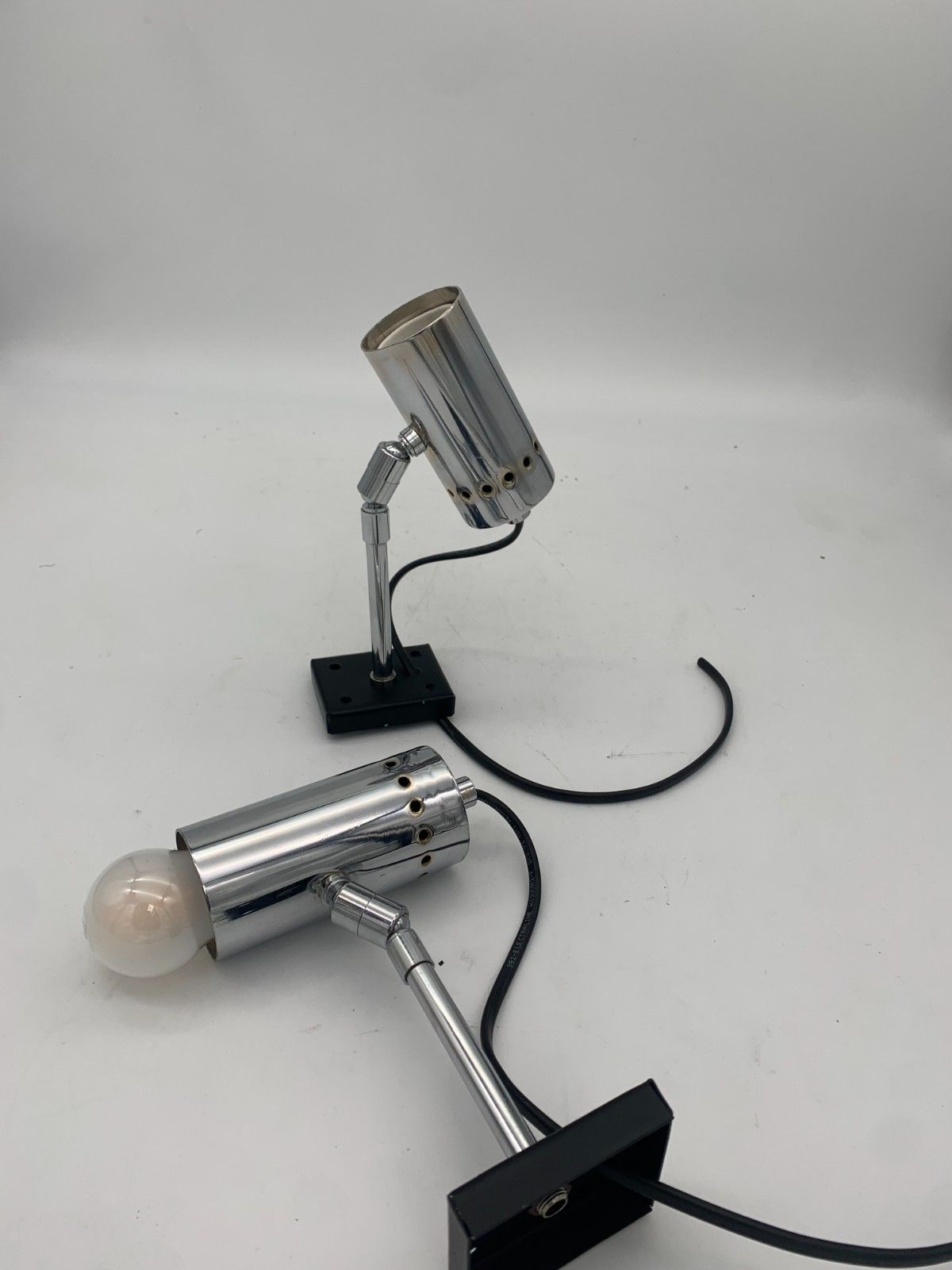 Pair Wall Lamps Spotlights Attributed To Stilnovo Chrome photo furniture