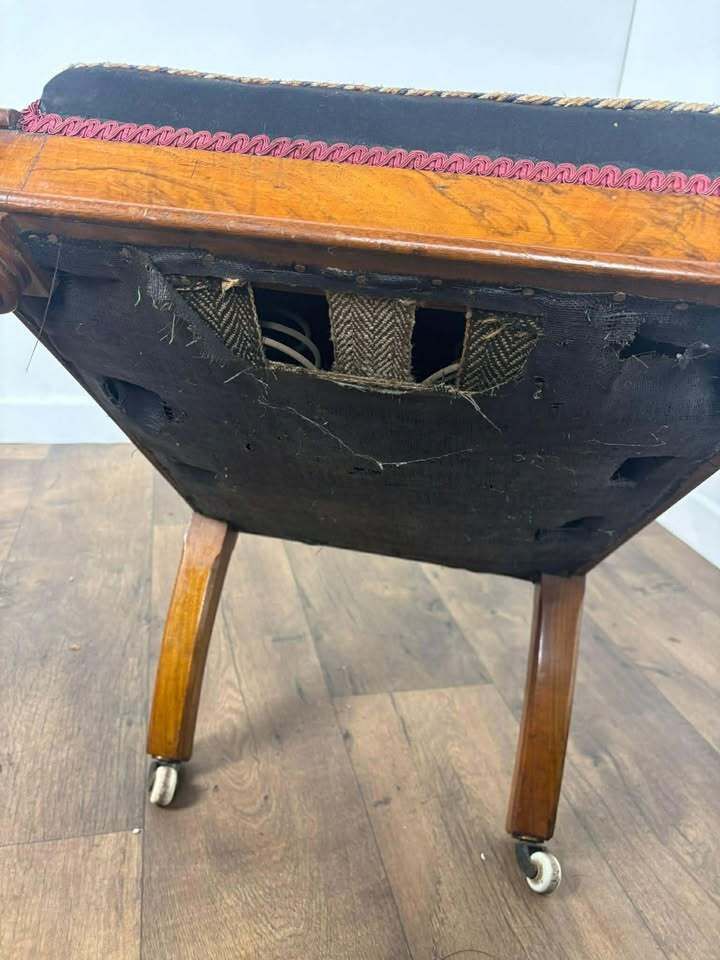 Furniture Victorian Walnut Prayer Chair With Tapestry Upholstery photo