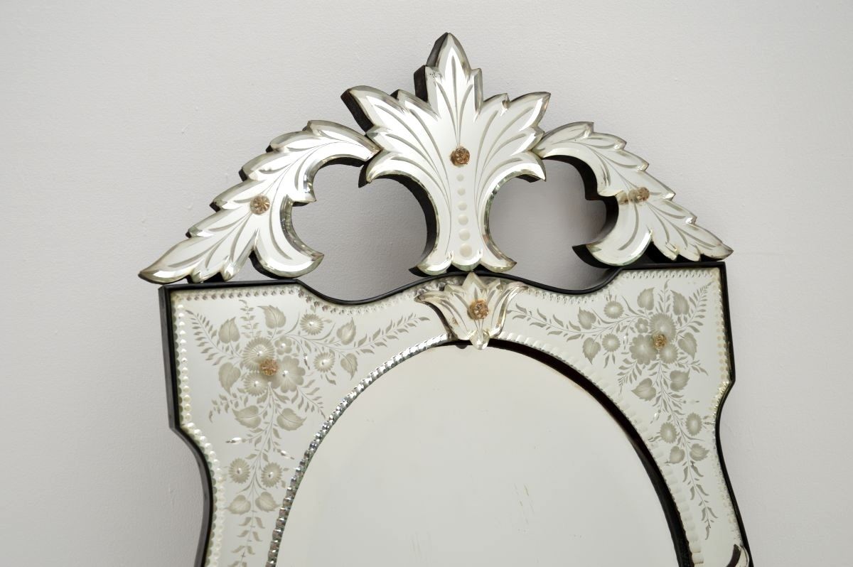 Antique Italian Venetian Etched Glass Mirror photo furniture