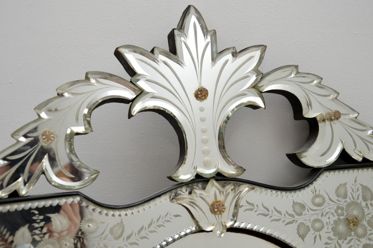 Antique Italian Venetian Etched Glass Mirror photo 975.0