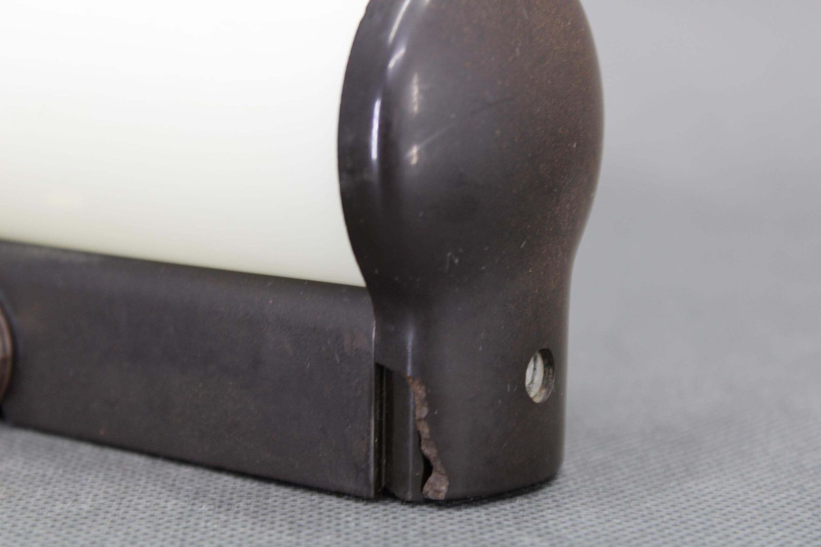 Czechoslovak Art Deco Bakelite Tubular Wall Light With Milk Glass, 1940s photo vinterior