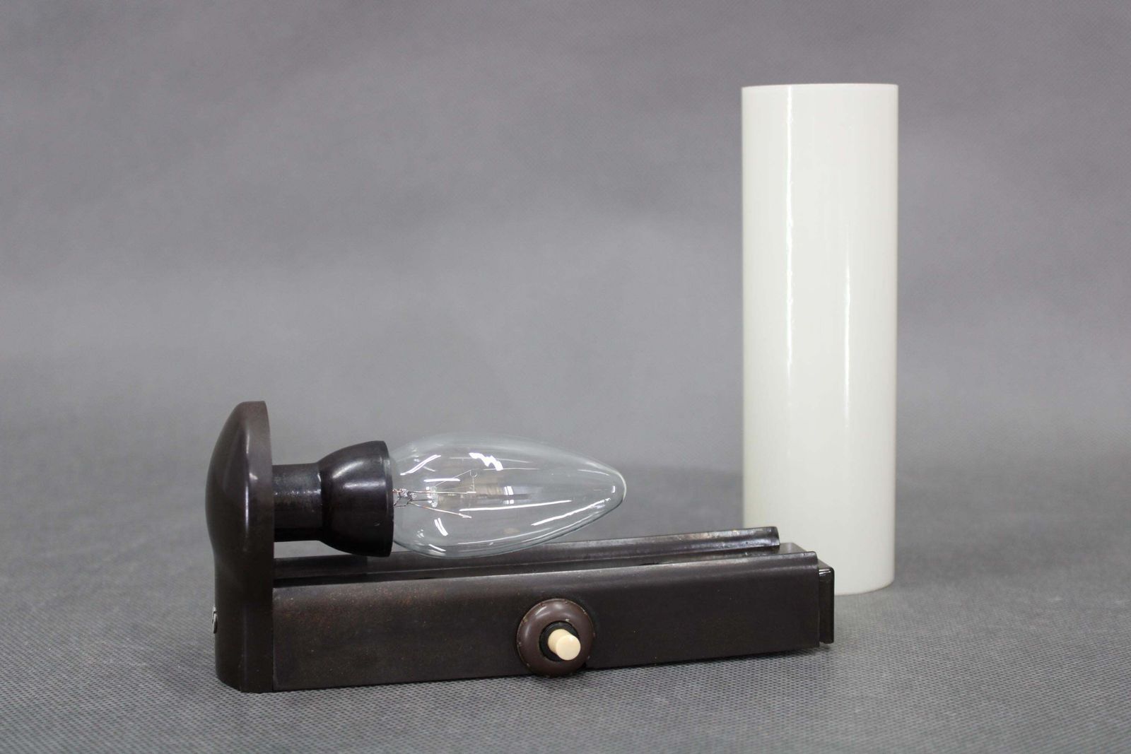 photo furniture Czechoslovak Art Deco Bakelite Tubular Wall Light With Milk Glass, 1940s