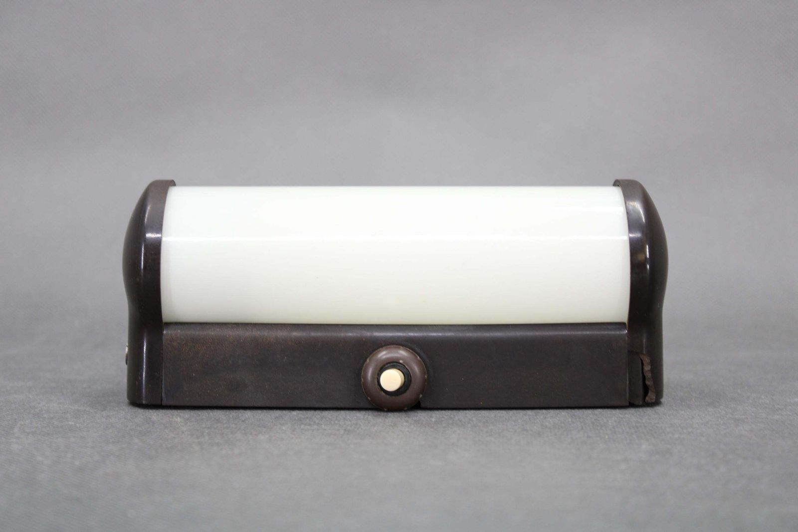 196.0 Czechoslovak Art Deco Bakelite Tubular Wall Light With Milk Glass, 1940s photo