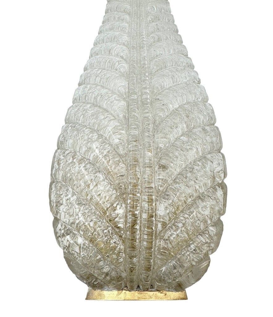 A Pair Of Art Deco Style 1960s Barovier & Toso Murano Glass Feather Wall Sconces photo vintage