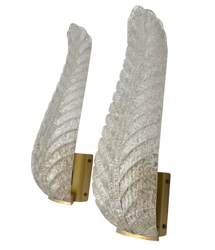 photo vinterior A Pair Of Art Deco Style 1960s Barovier & Toso Murano Glass Feather Wall Sconces