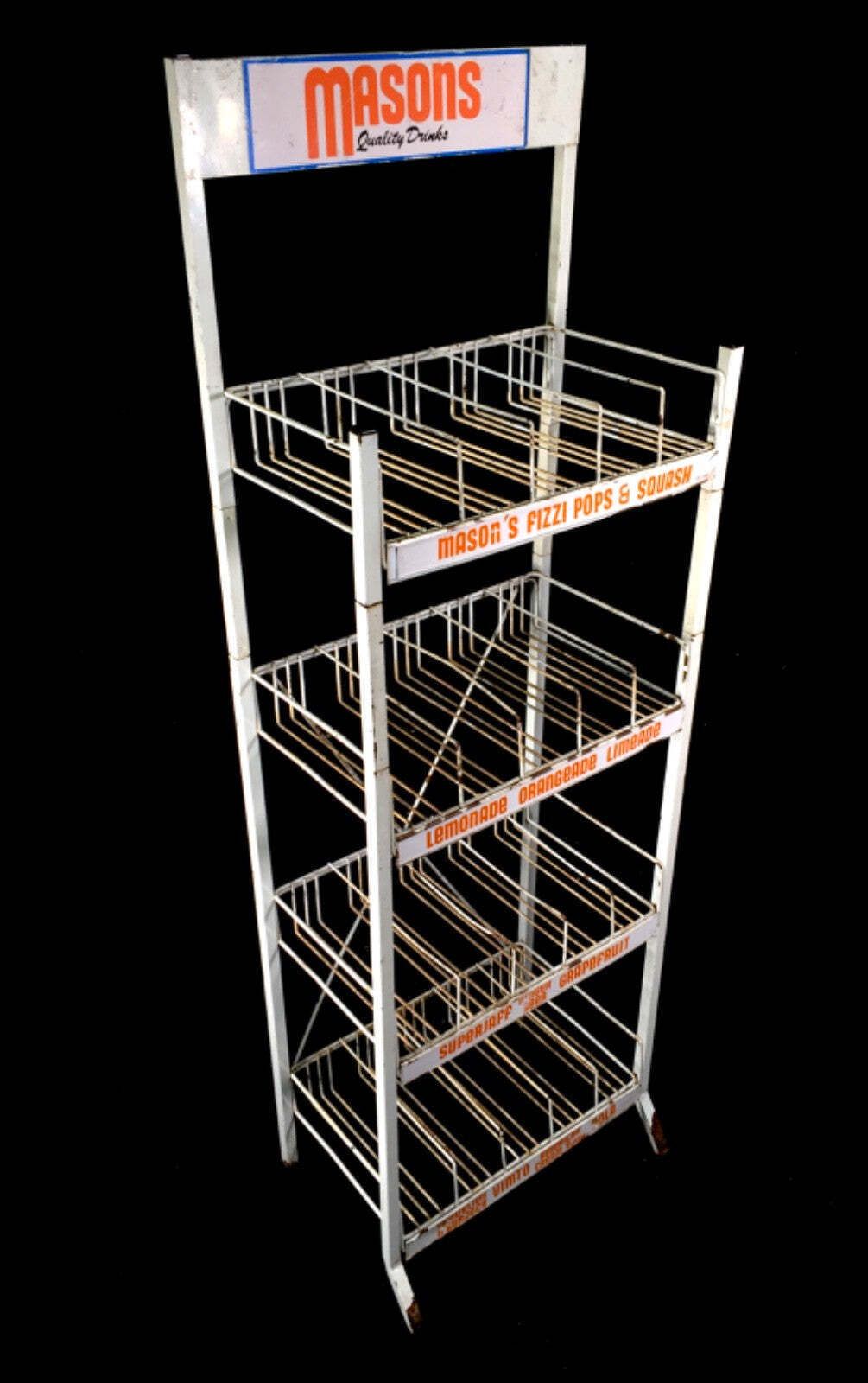 Antique Advertising Masons Drink Metal Shop Display Stand Shelf Rack C.1930