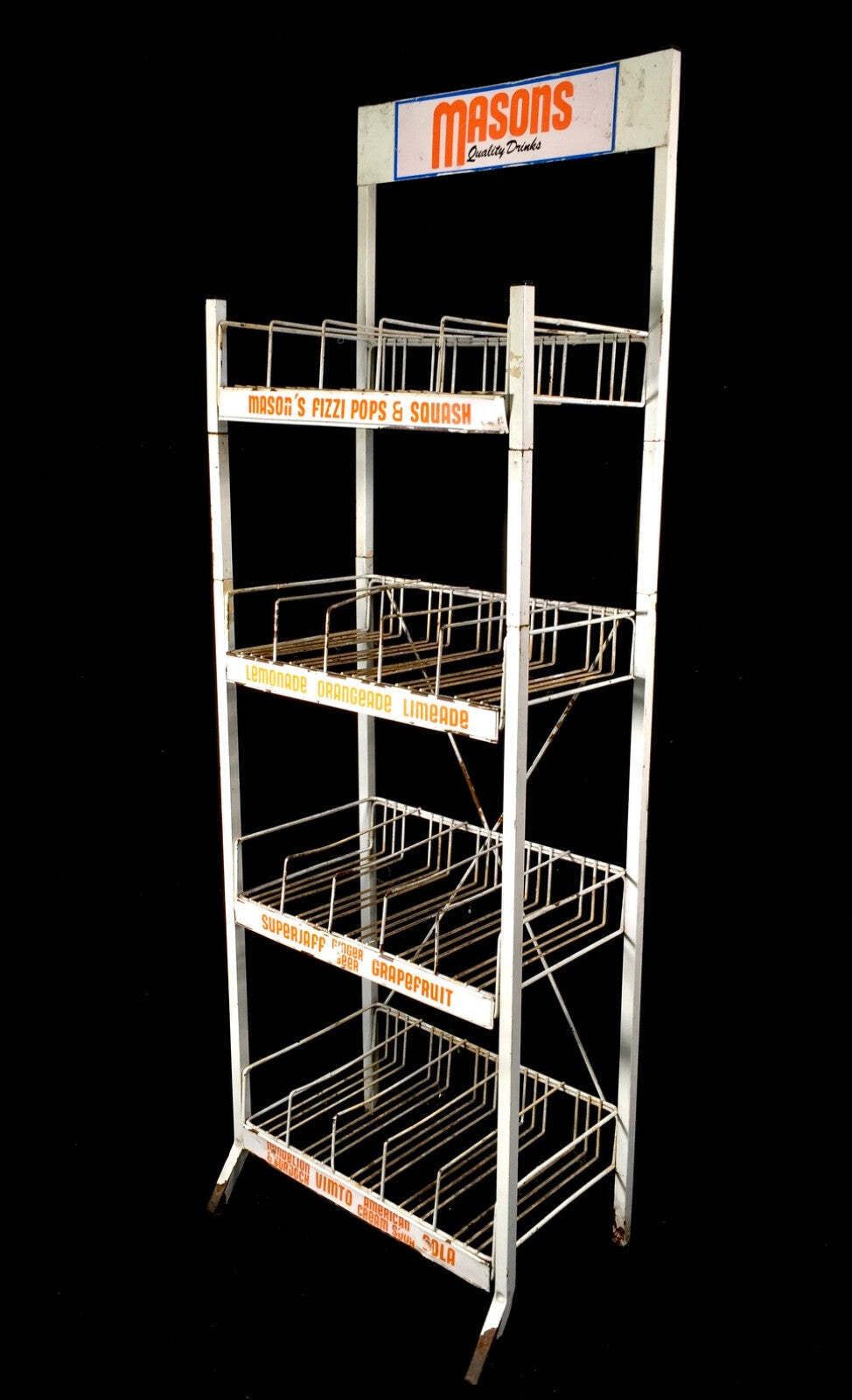 Antique Advertising Masons Drink Metal Shop Display Stand Shelf Rack C.1930 photo furniture