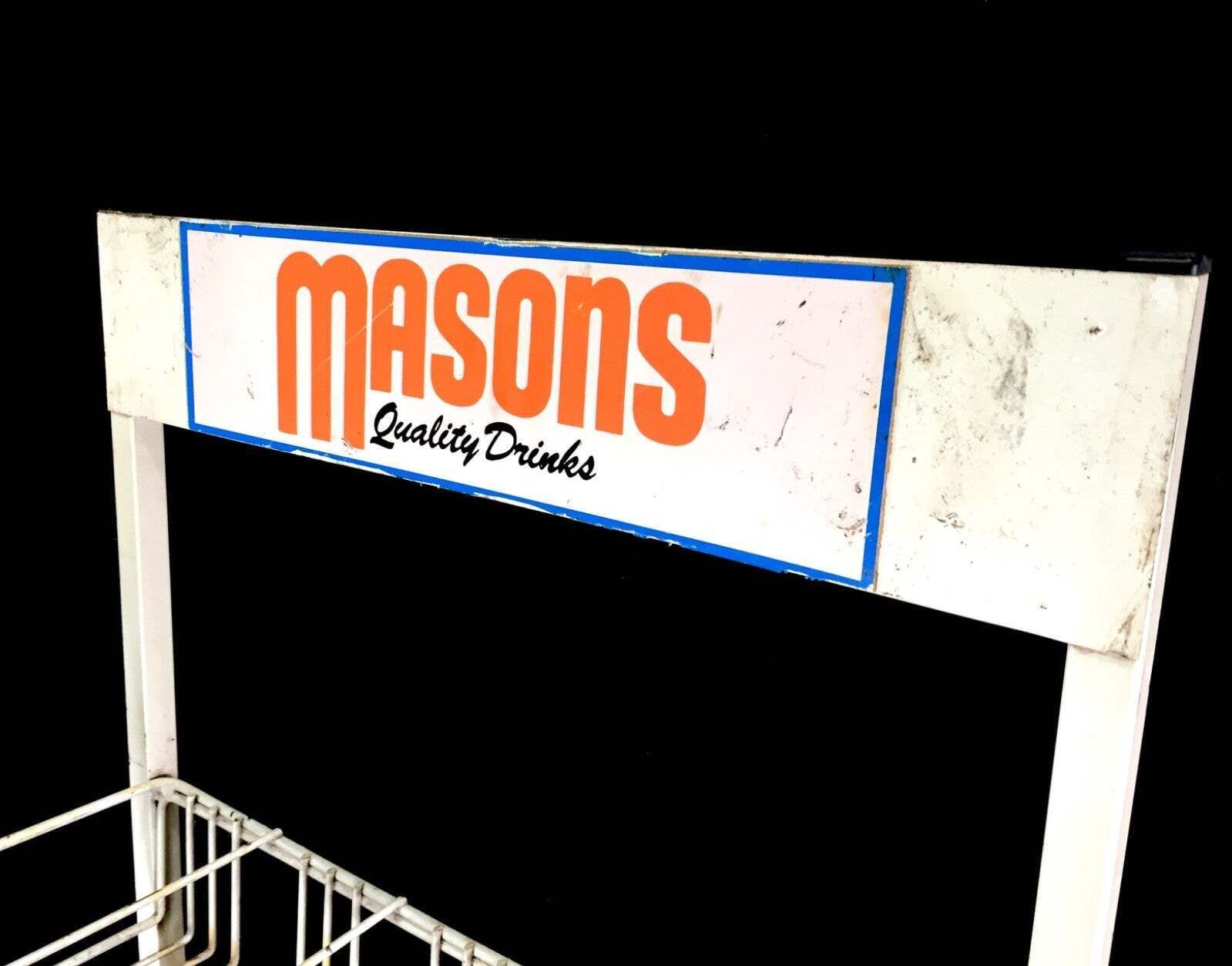 Antique Advertising Masons Drink Metal Shop Display Stand Shelf Rack C.1930 photo vinterior