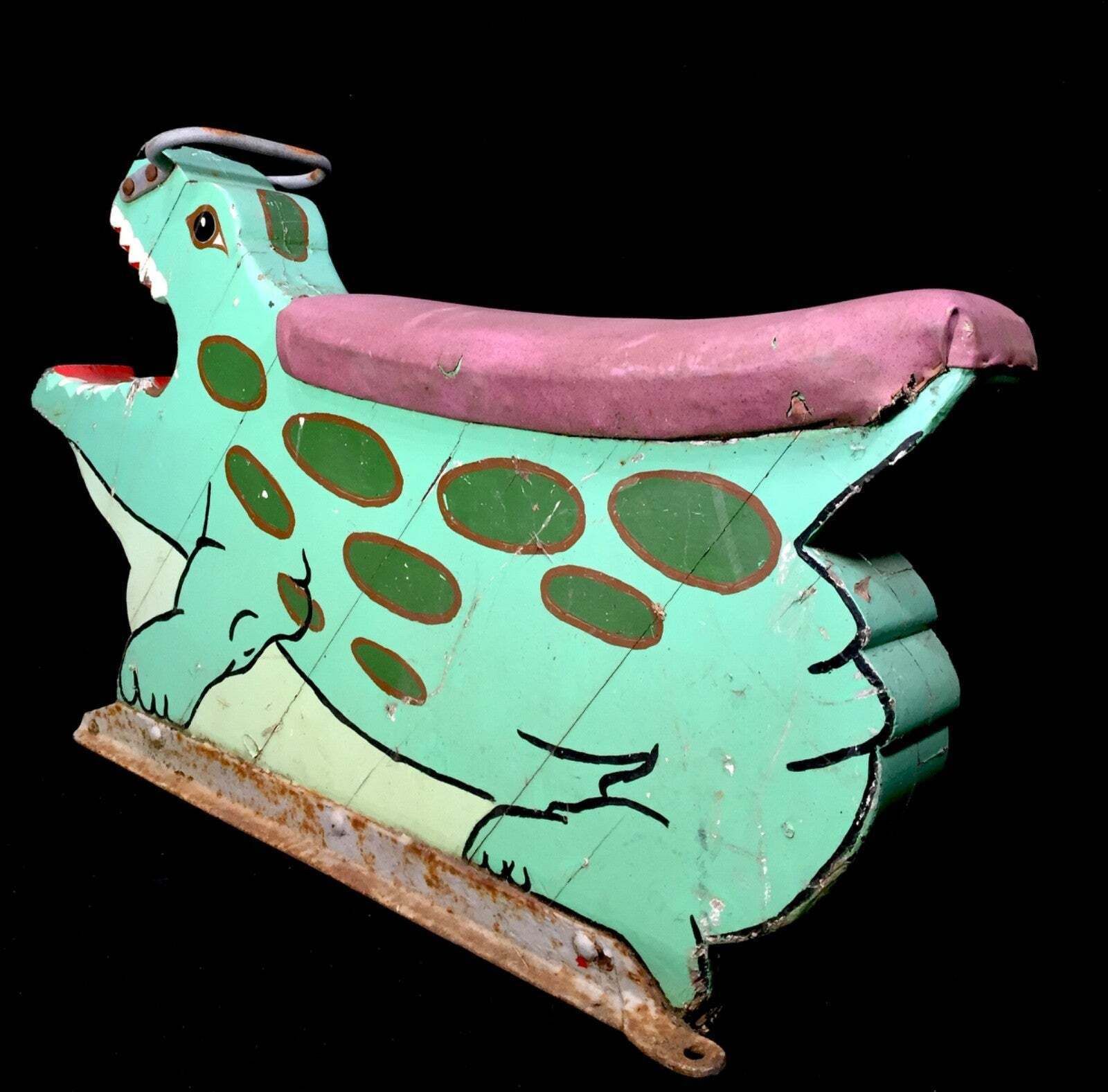Antique Hand Painted Salvaged Fairground Carousel Animal Crocodile Figure Ride photo Art