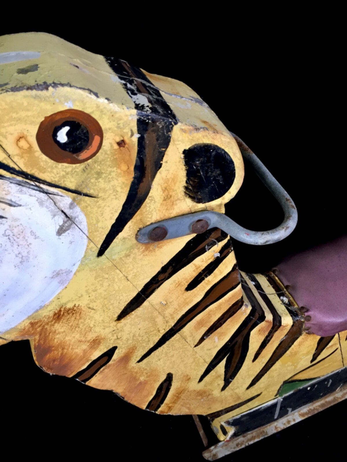photo for sale Antique Hand Painted Salvaged Fairground Carousel Animal Tiger Figure Ride
