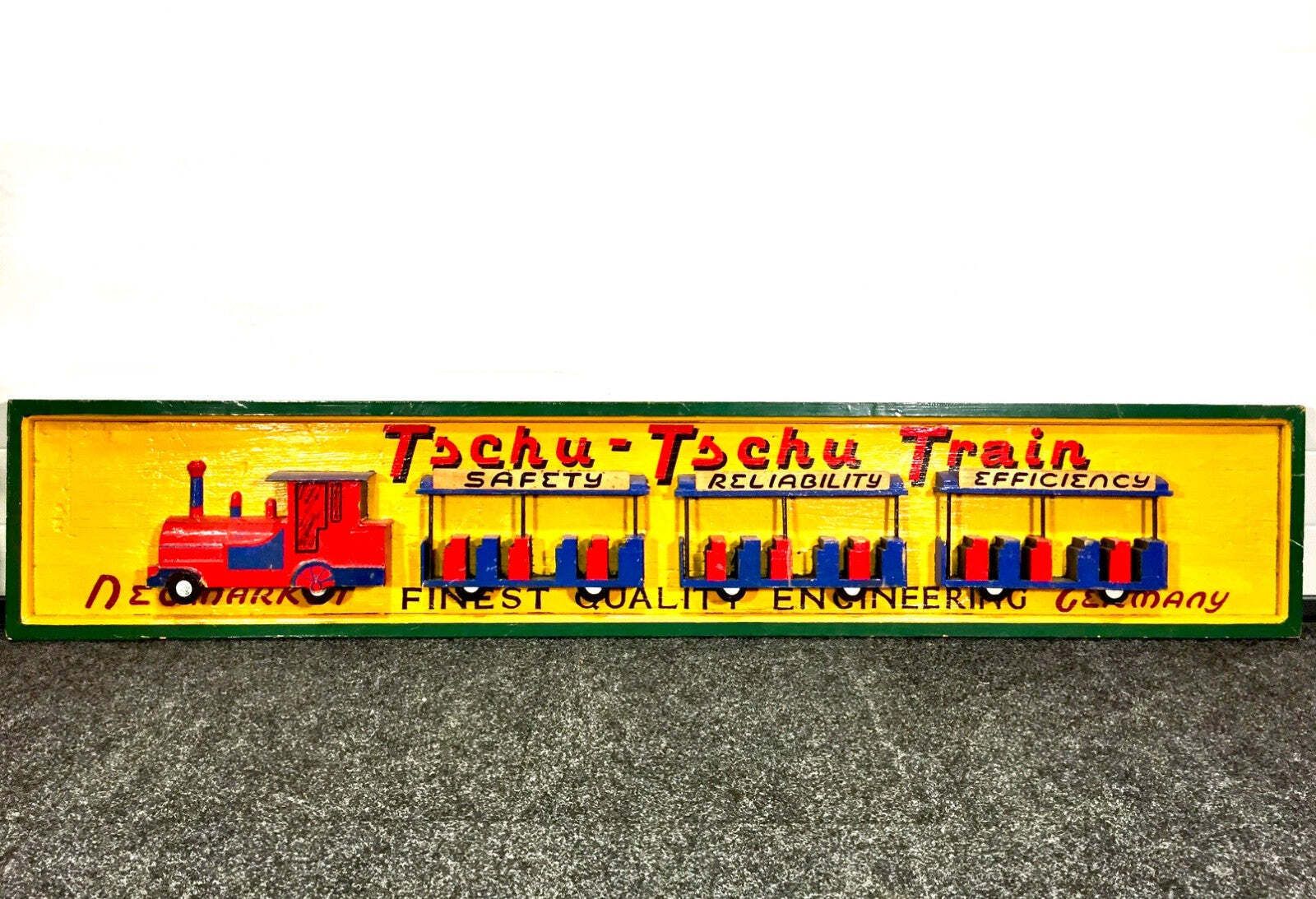 Antique Advertising German Salvaged Wooden 'Choo Choo' City Train Ride Sign