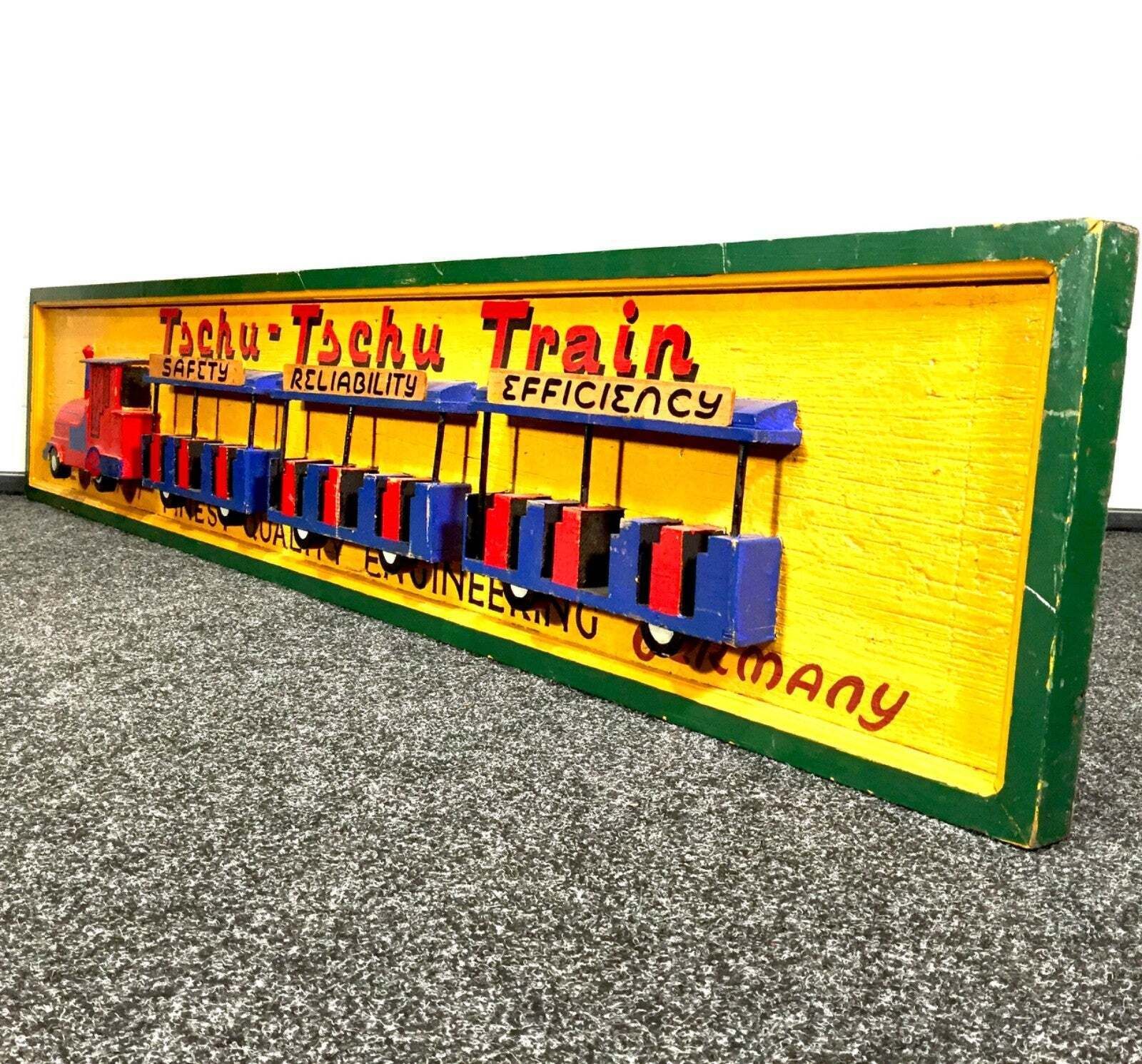 Antique Advertising German Salvaged Wooden 'Choo Choo' City Train Ride Sign photo Home Decor