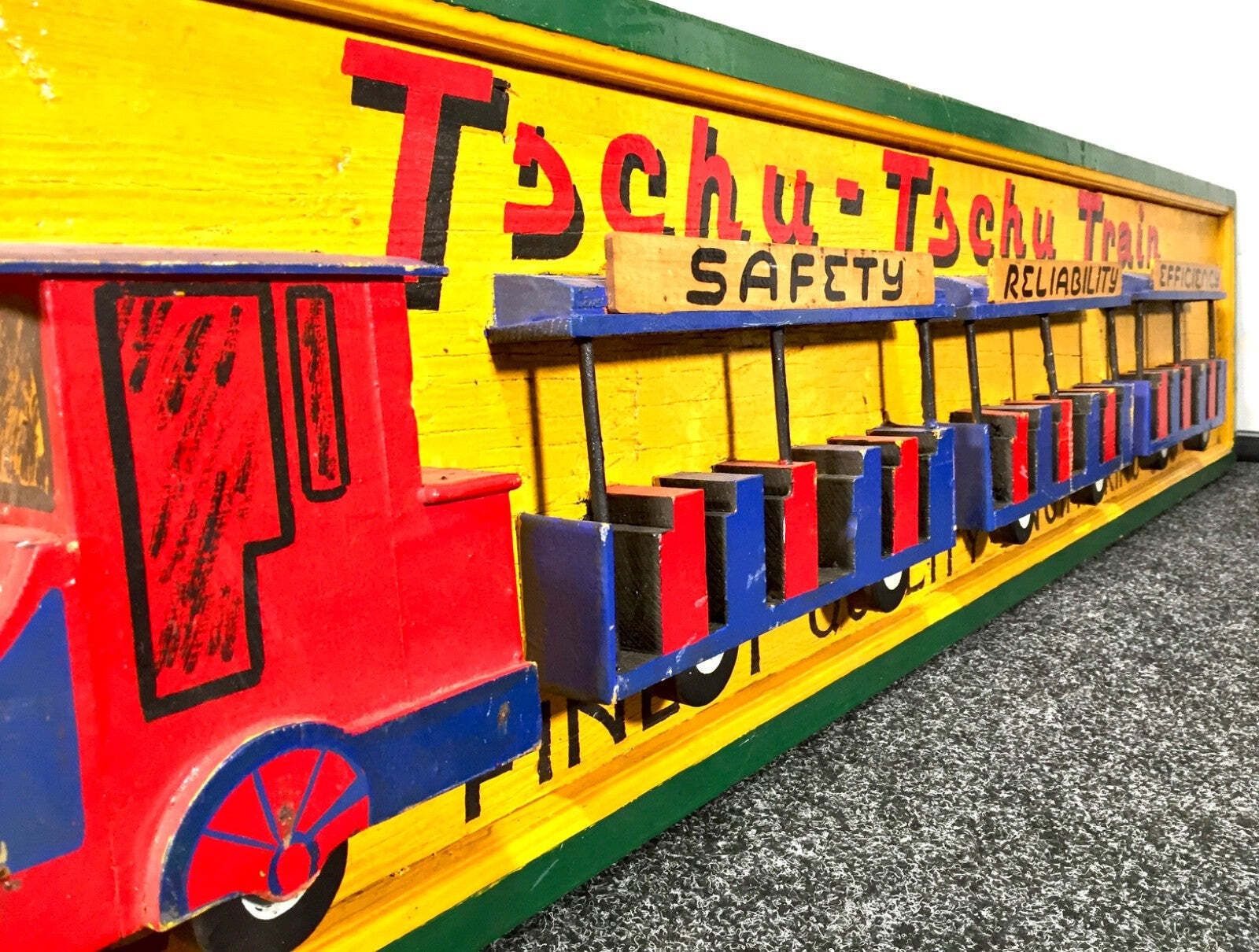Antique Advertising German Salvaged Wooden 'Choo Choo' City Train Ride Sign photo buy