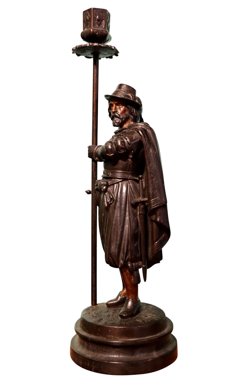 Pair Of Victorian Bronze Candlesticks Modelled As Carolean Cavalier Figures, C.1850–1870 photo 719.0