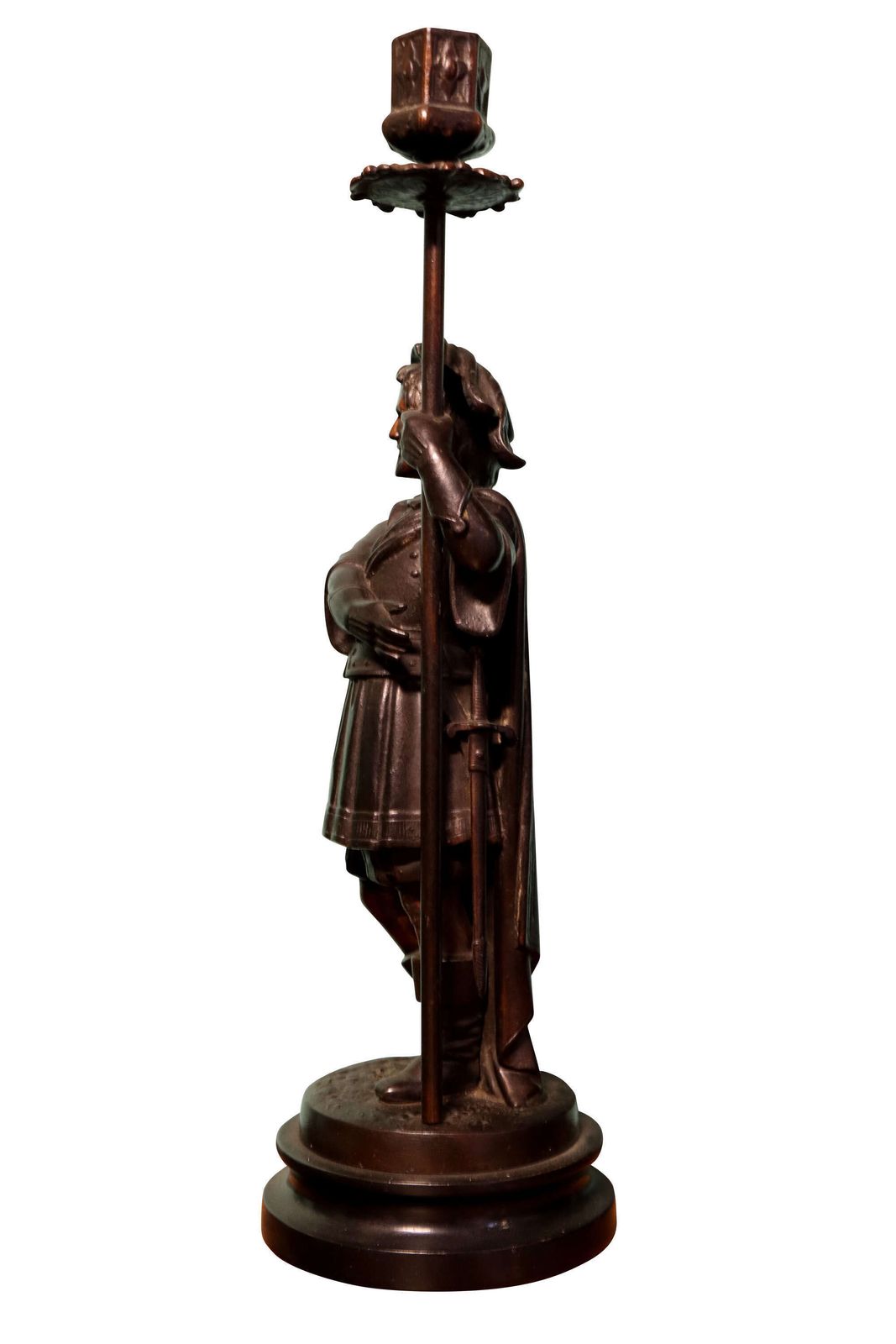 Pair Of Victorian Bronze Candlesticks Modelled As Carolean Cavalier Figures, C.1850–1870 photo buy