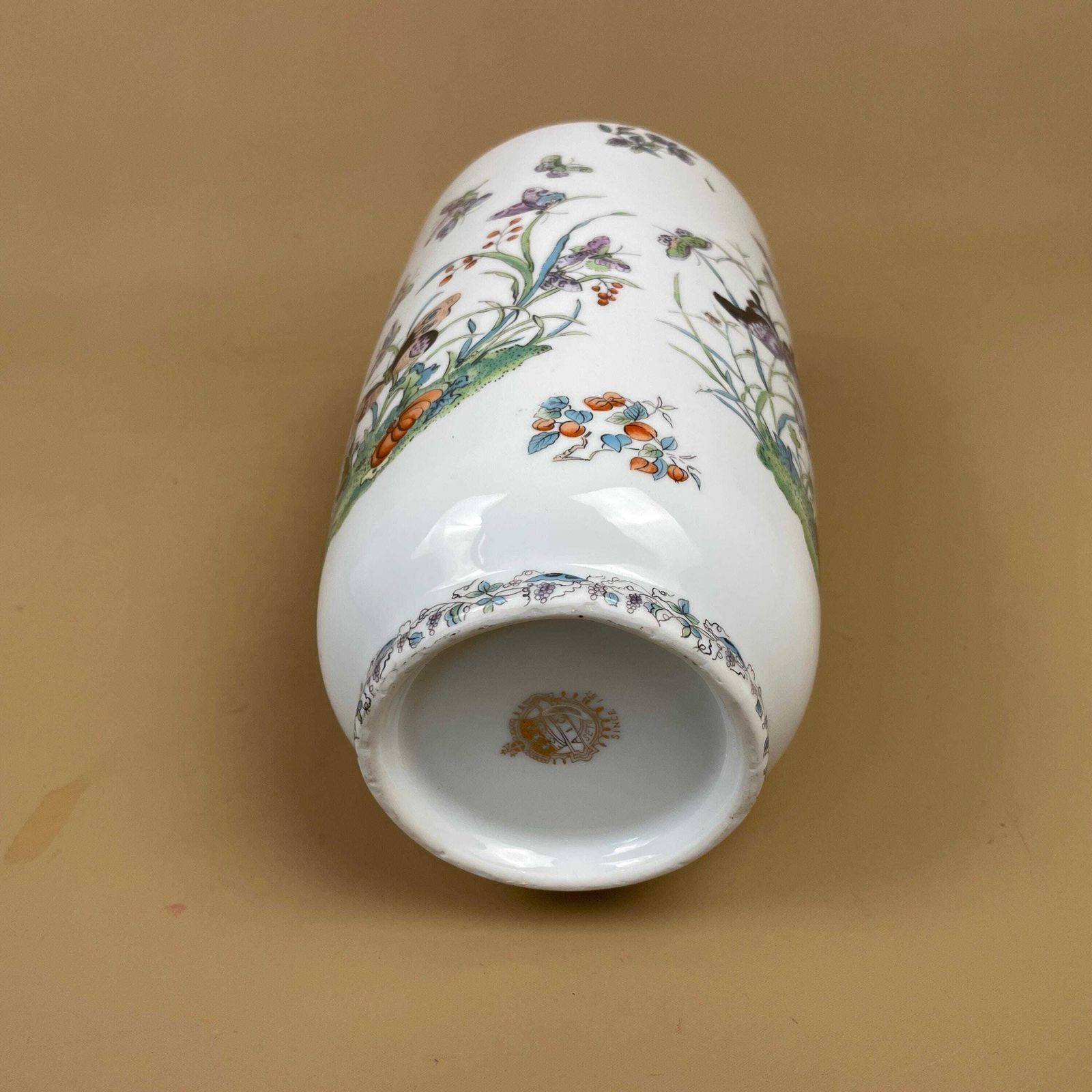 Japanese Aichi Seto Vase Butterfly Floral Hand Painted Planter Flower Display C.1940's Oriental Home Decor Table Flower Display Vintage photo vintage