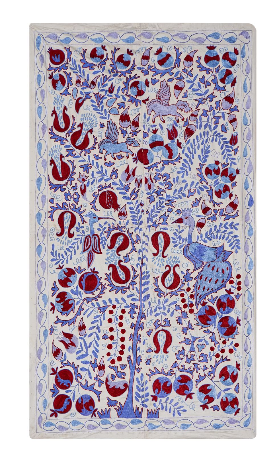 Uzbek Suzani Embroidered Wall Hanging – Tree Of Life Floral Boho Textile Art 3'5'' X 6'