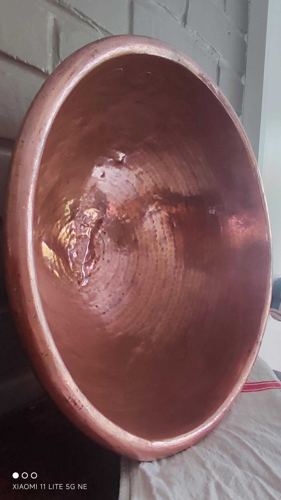 Antique Heavy Copper French Egg Omelette Mixing Whisking Bowl, Large Cul De Poule photo buy
