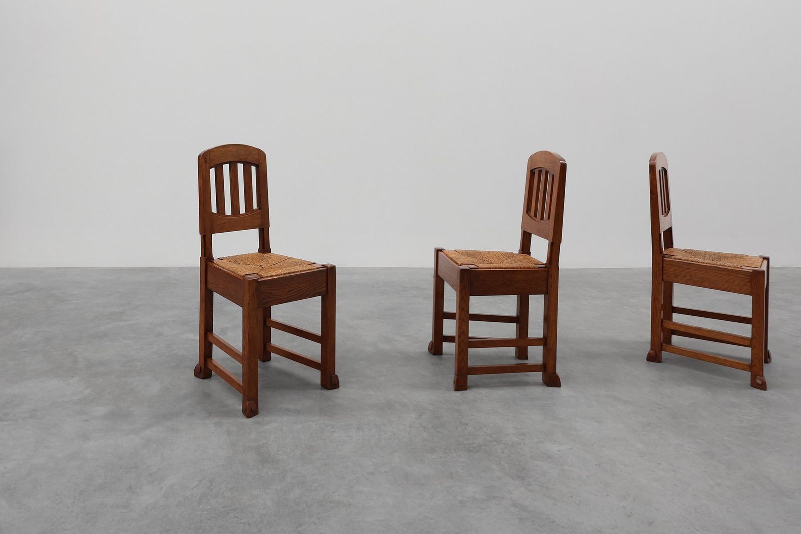Early Art Deco Oak & Wicker Dining Chairs, Belgium, 1915, Set Of 4 photo furniture