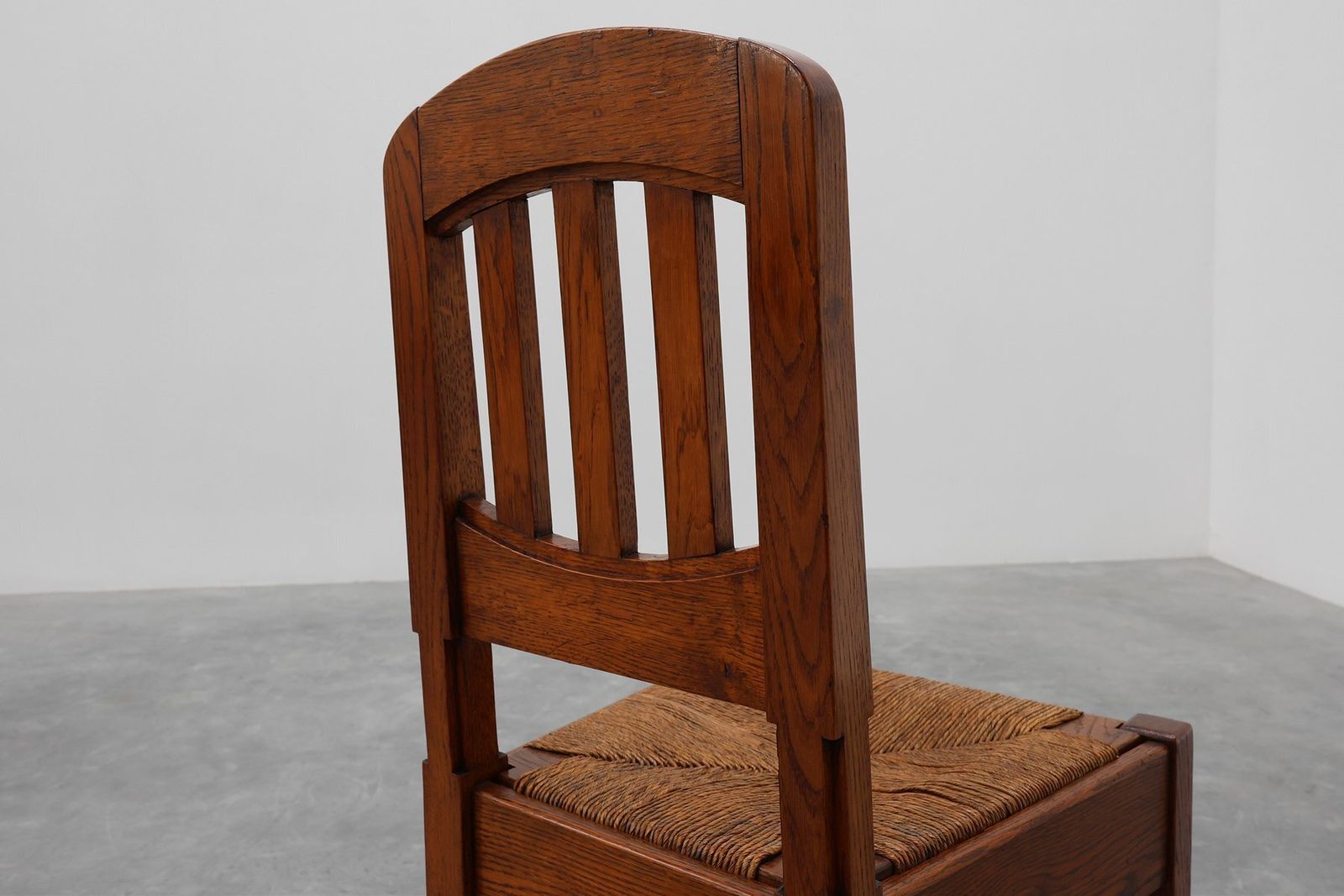 8434.0 Early Art Deco Oak & Wicker Dining Chairs, Belgium, 1915, Set Of 4 photo